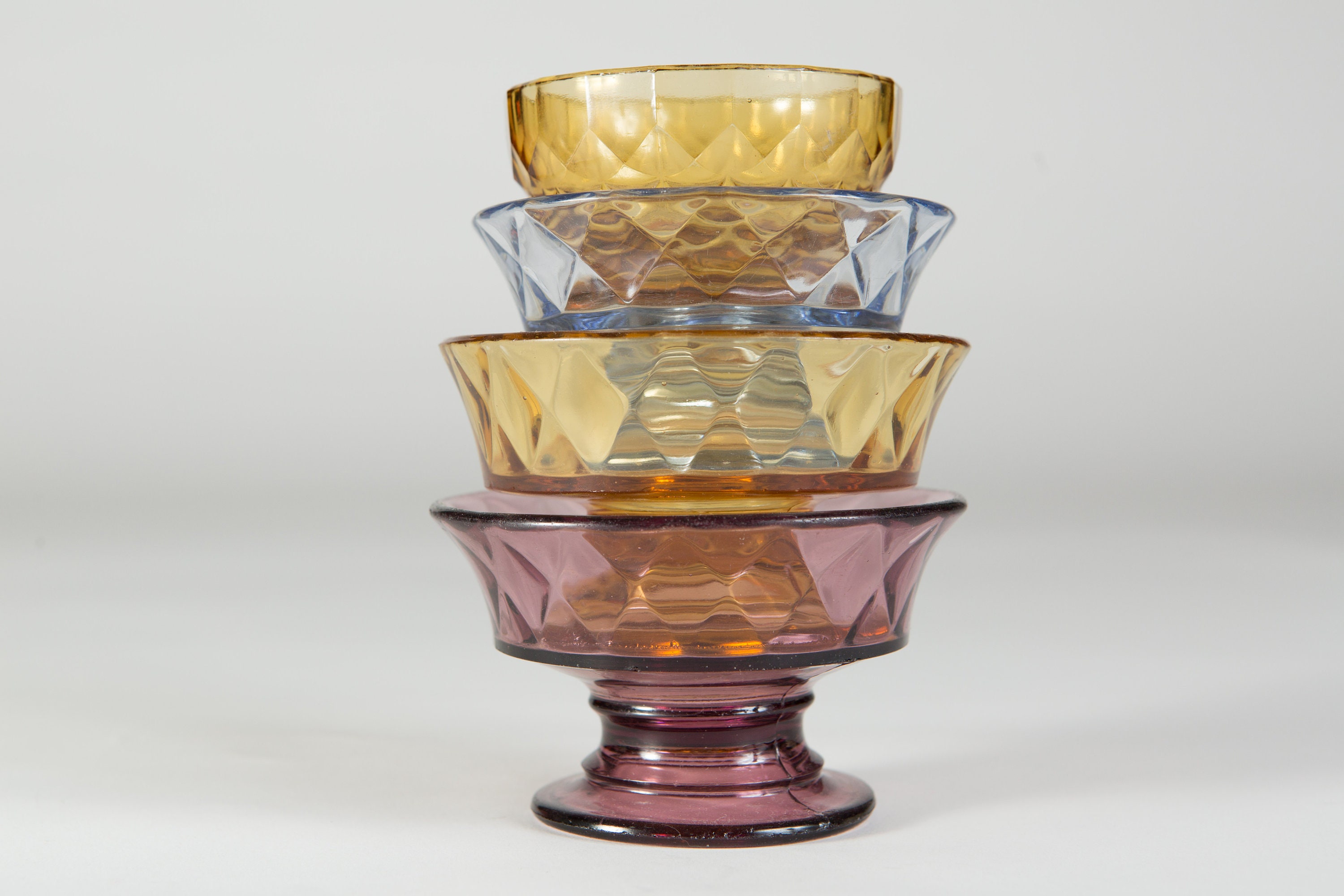 Vintage Glass Compotes Colored Glass Bowls Dessert or Ice Cream