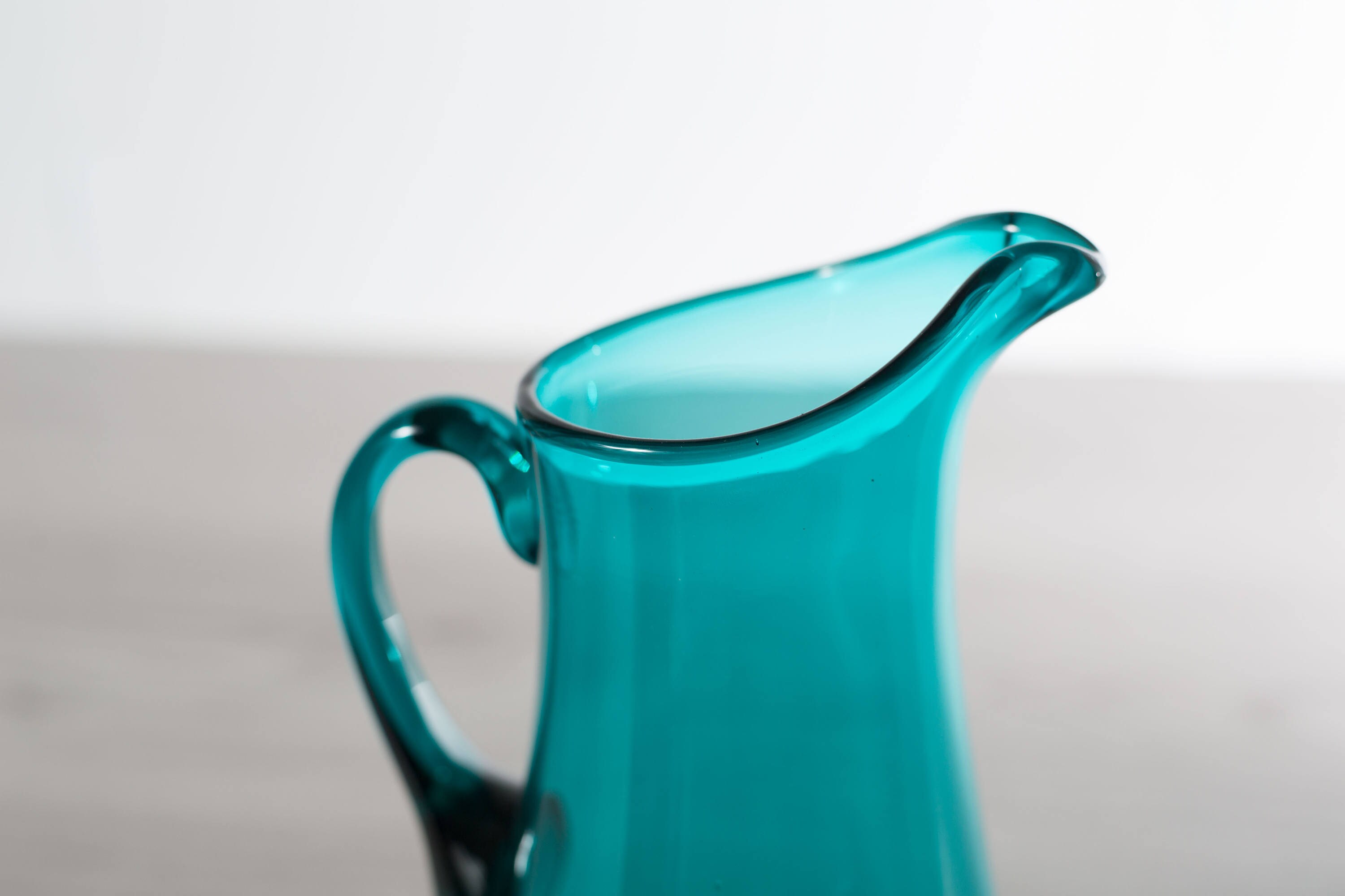 Turquoise Blue Cocktail Pitcher / Vintage Aqua Teal Glass Jug / 1960's