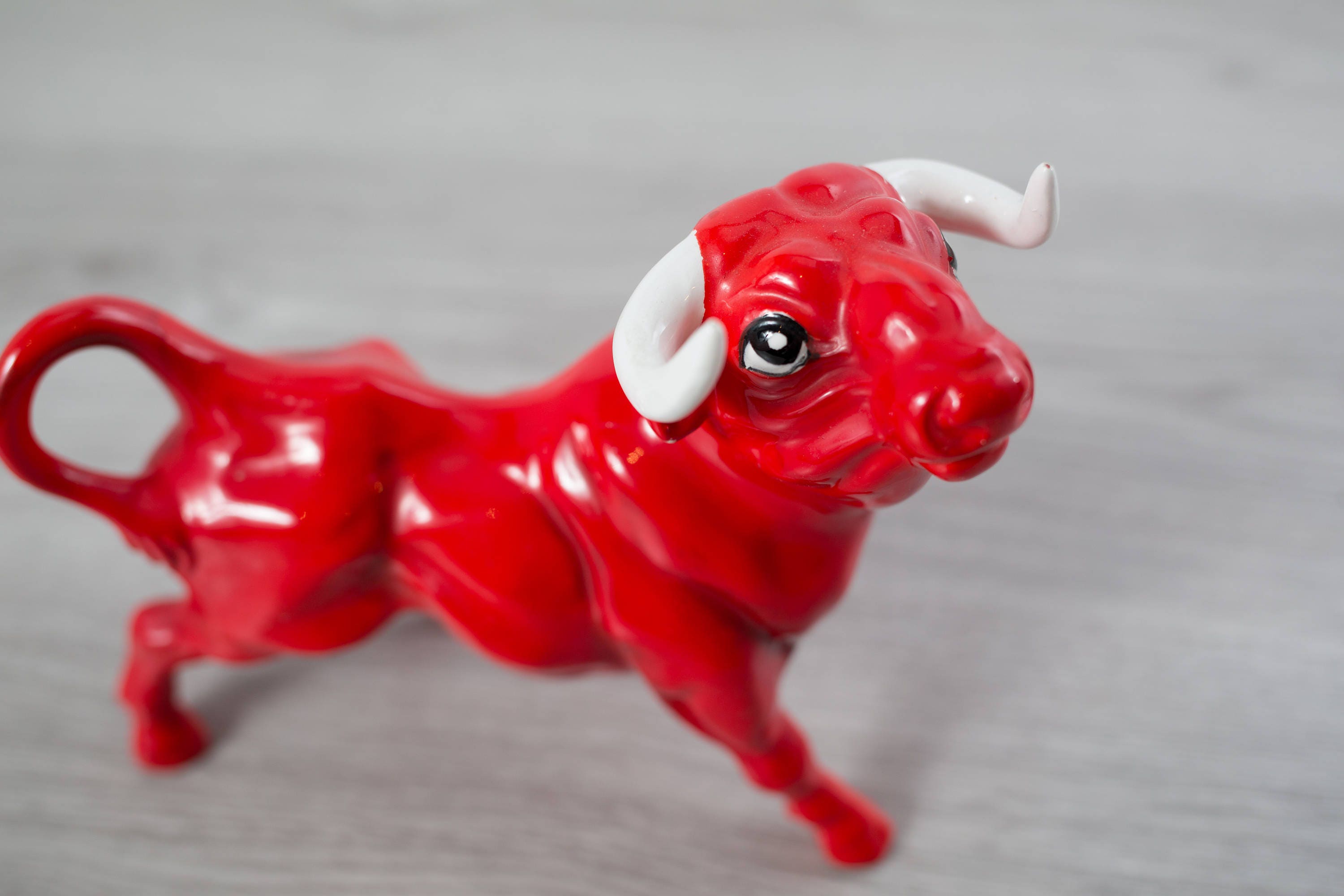 Ceramic Red Bull Rare Vintage Lego Decorative Bull With Horns Made In Japan