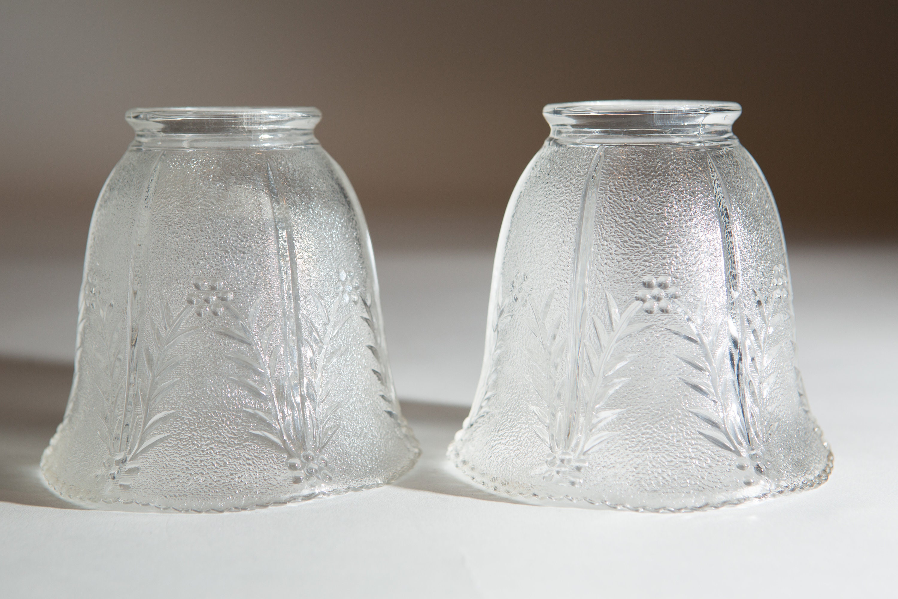 Vintage Starburst Glass Lamp Shades Translucent Berries and Fauna