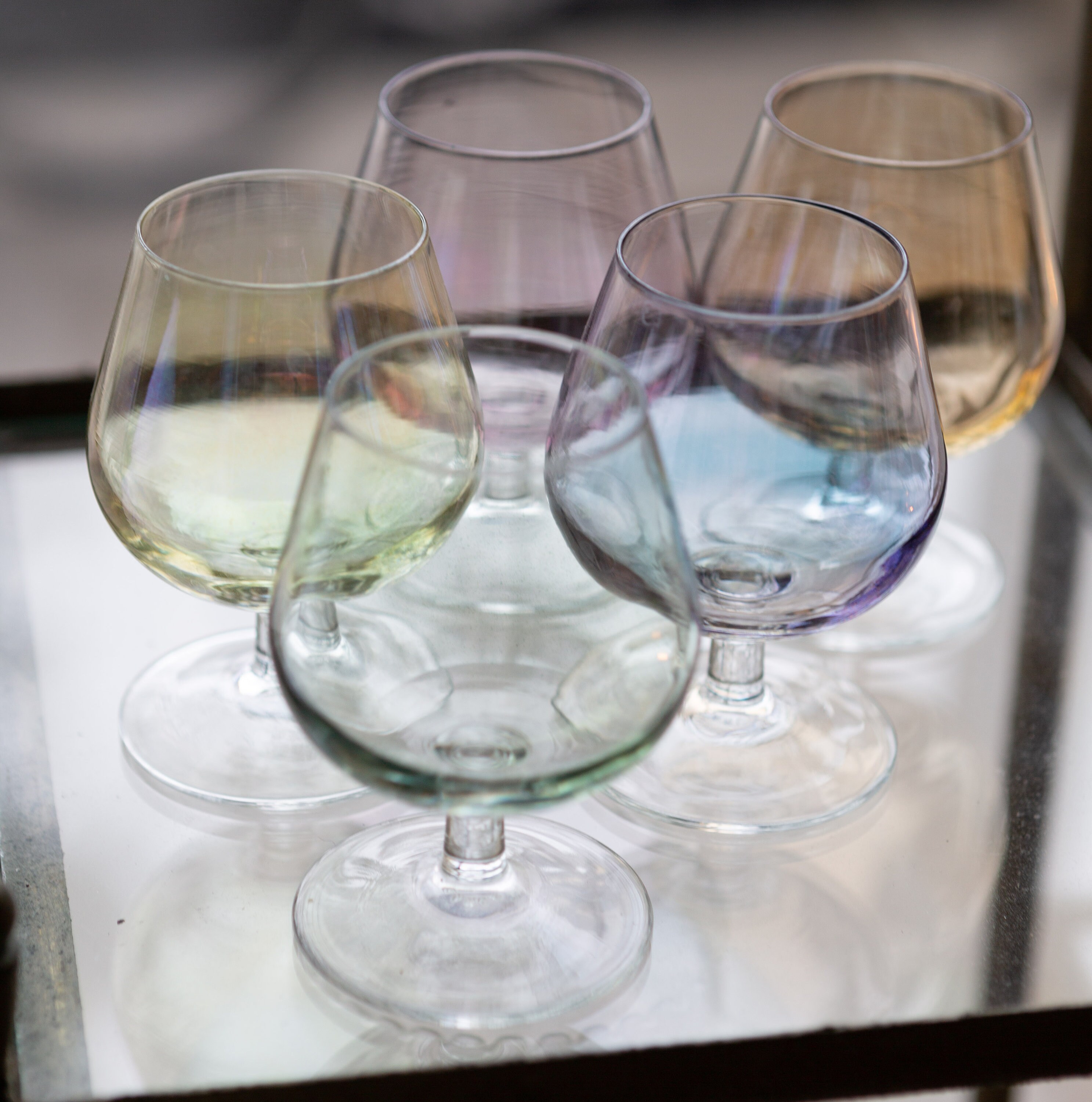 5 Vintage Apéritif Glasses Small Iridescent Shot Glasses with