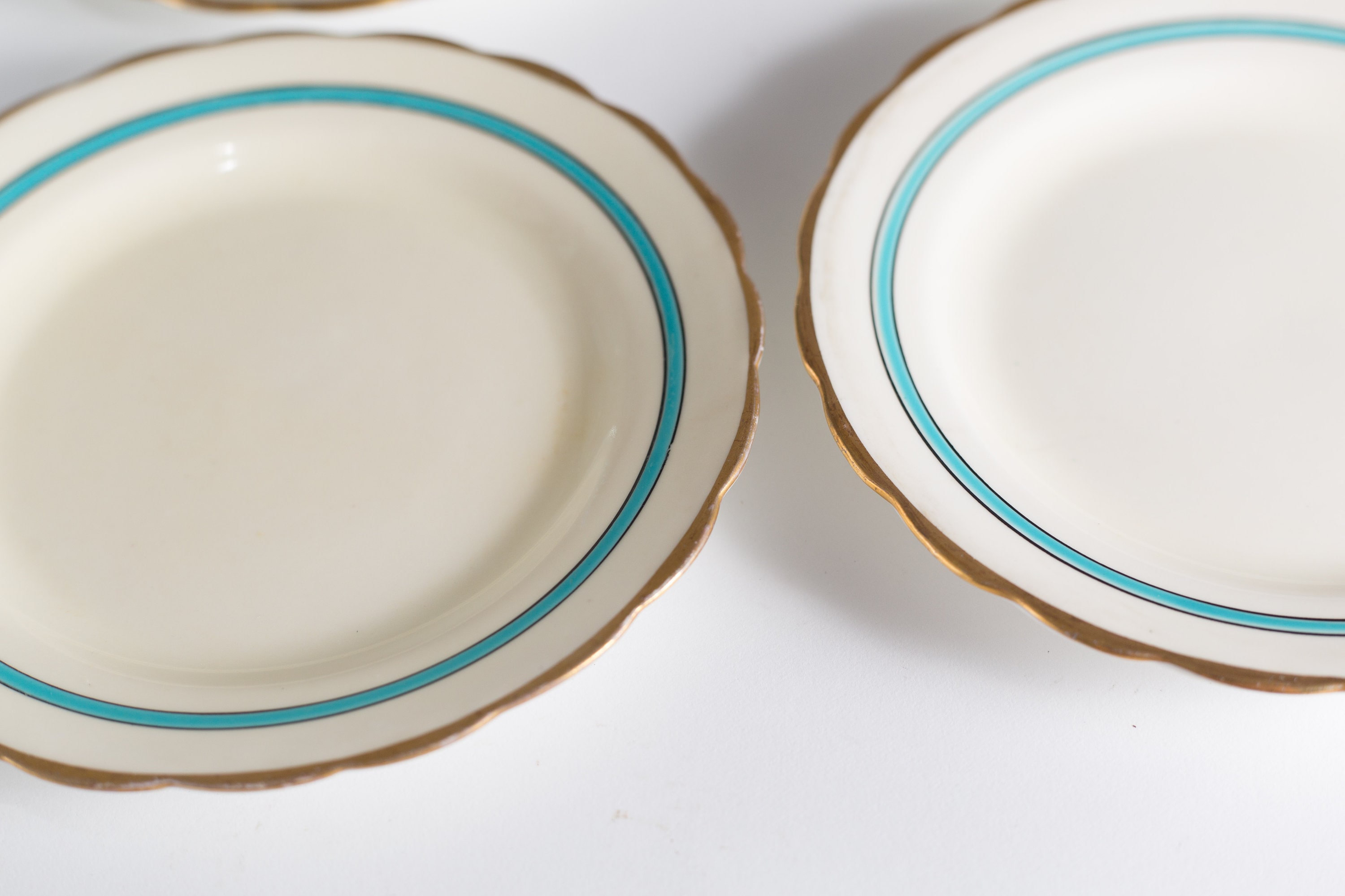 8 New Chelsea Staffs Side Plates Blue, Gold and White Antique Bread