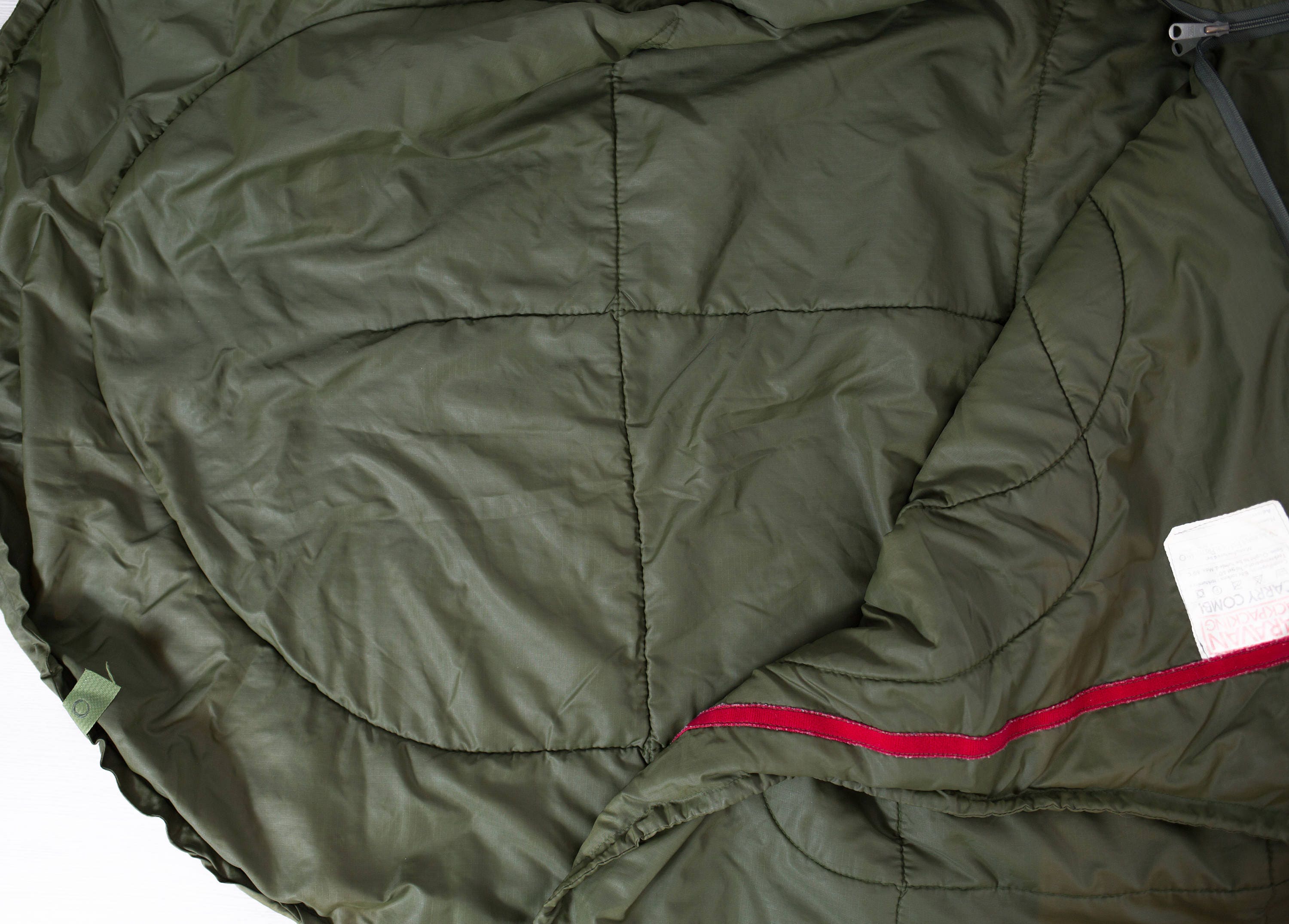 Vintage Sleeping Bag / Army Green Zipup Rustic Road Trip Camping