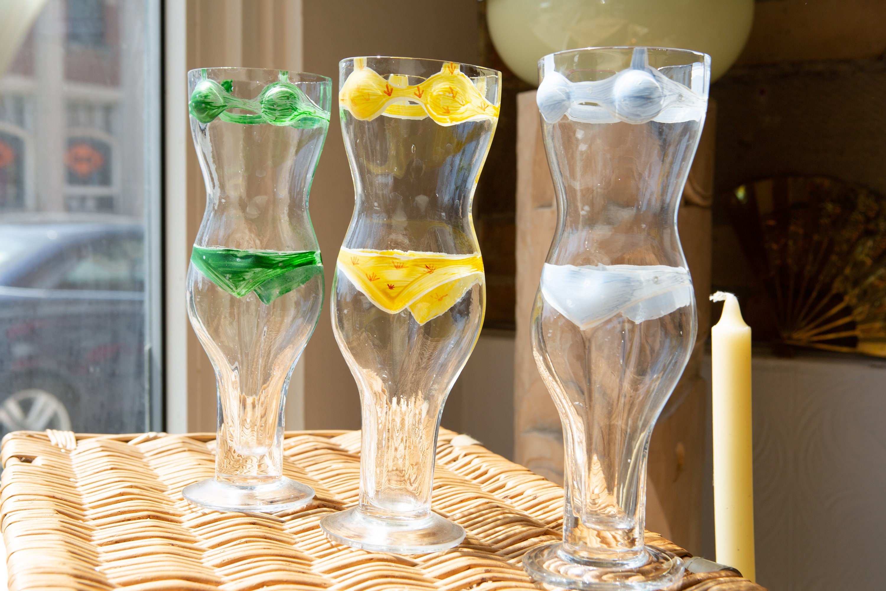 Vintage Bikini Body Cocktail Glasses 3 Female Torso Highball Glasses