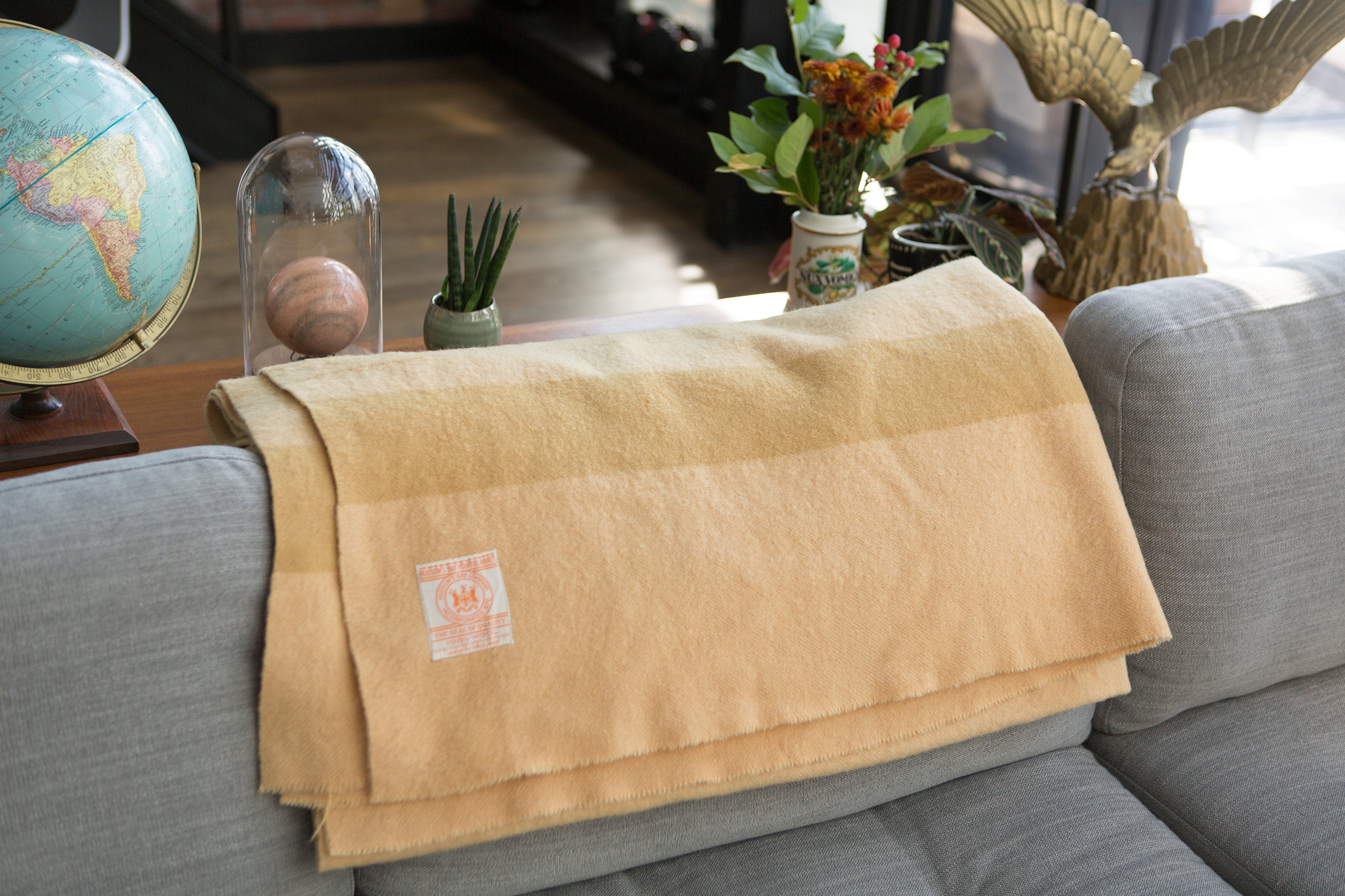 Vintage Striped Blanket HBC Orange Wool Point Blanket Hudson's Bay