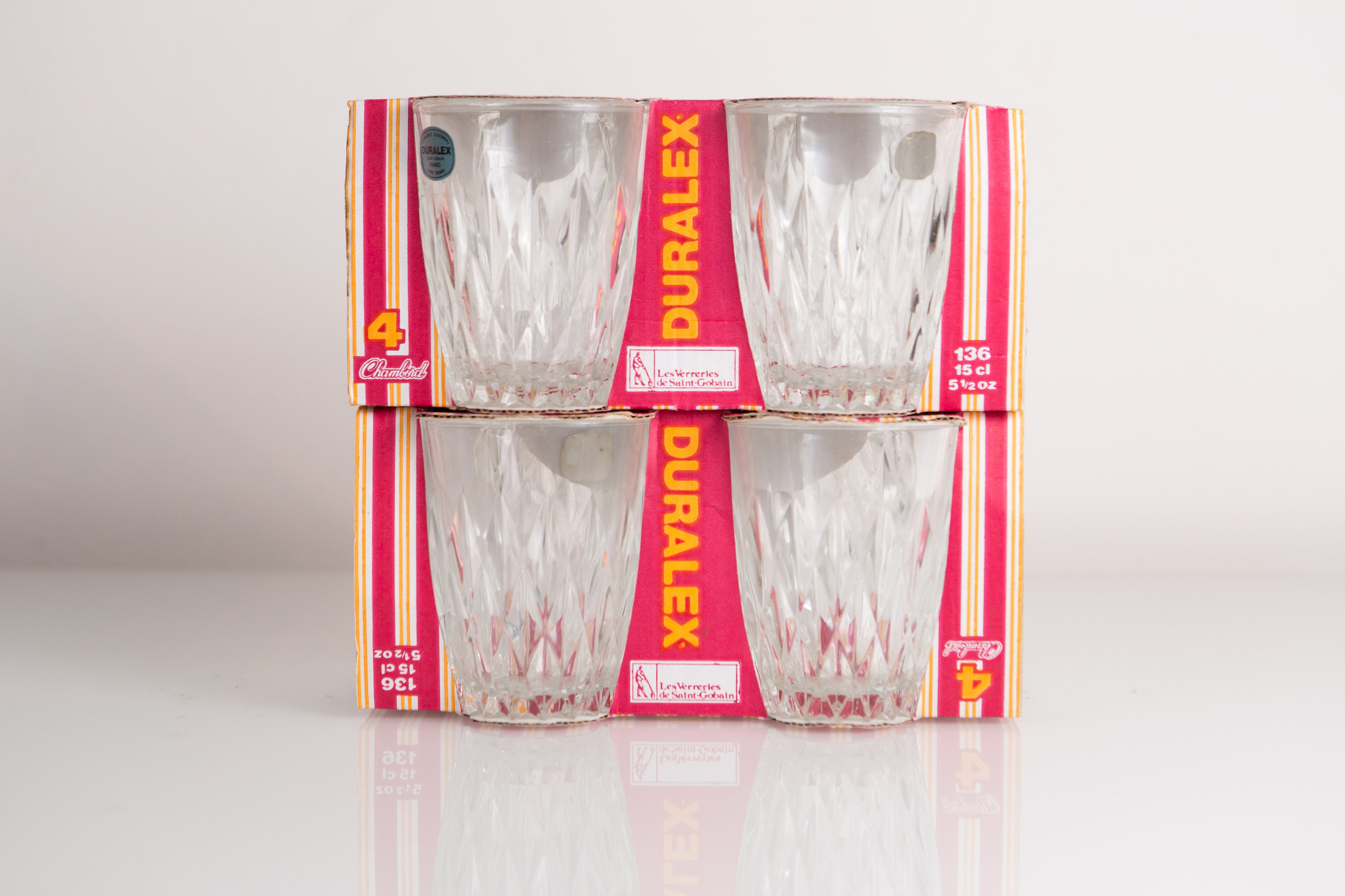 8 Diamond Pattern Drinking Glasses in Original Packaging Chambord