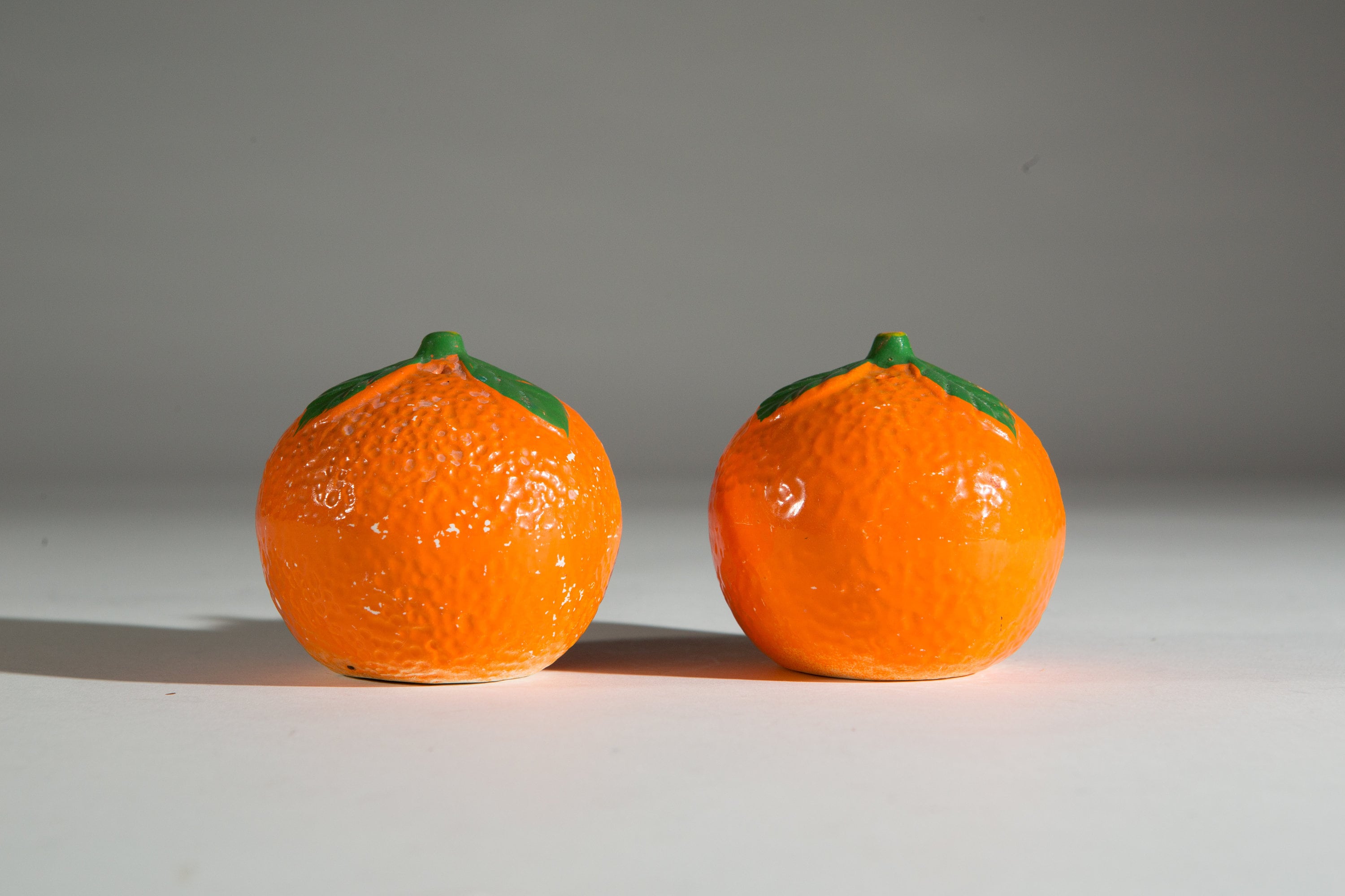 Orange Salt and Pepper Shakers Vintage Ceramic Orange Colored Fruit