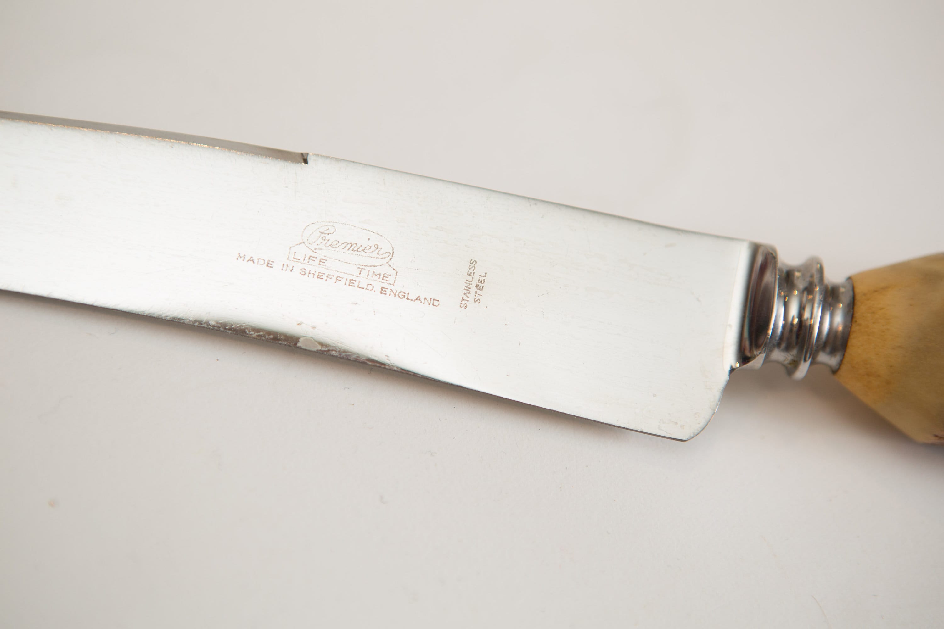 Vintage Knife and Sharpener with Horn Handle Pair of Sheffield Fine