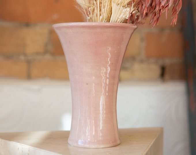 Pisgah Forest Vase, 1940 - Vintage / Antique Pink Ceramic Vase - Art Decor Style Pink Flower Vase