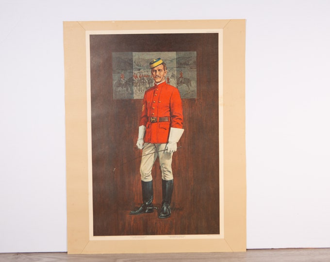 Northwest Mounted Police Lithograph - Canadian Mountie 1874 First Official Uniform Print of Bearded Gentleman