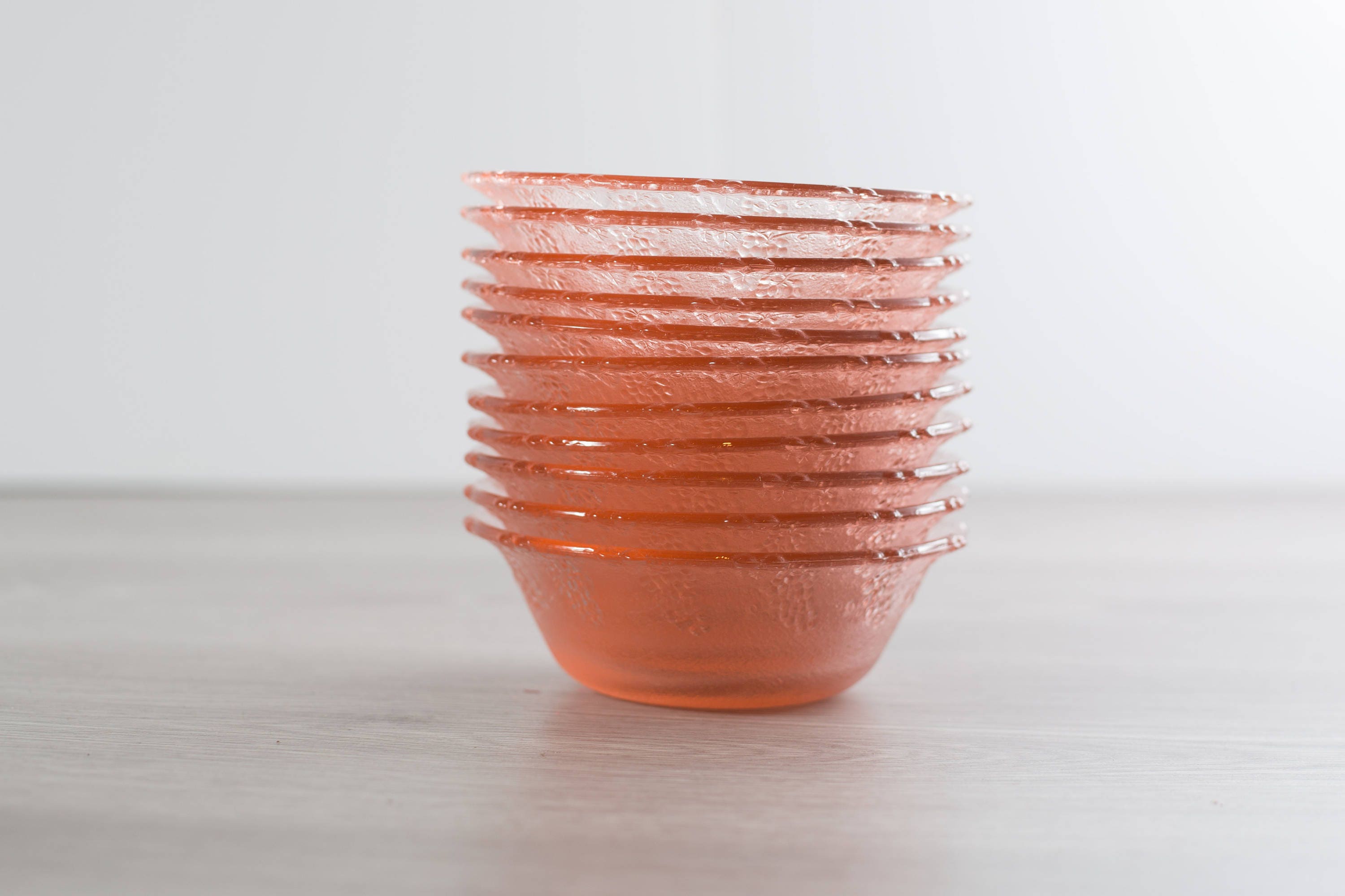 Vintage Pink Glass Grape Textured Bowl