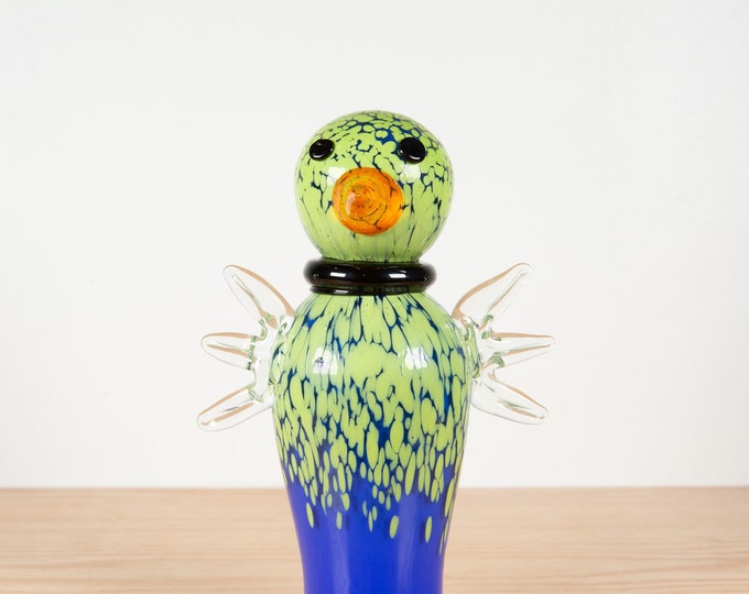 90's Anna Örnberg Studio Art Glass Bird - Strömbergshyttan glasswork Swedish Colourful Hand Blown Glass Figure