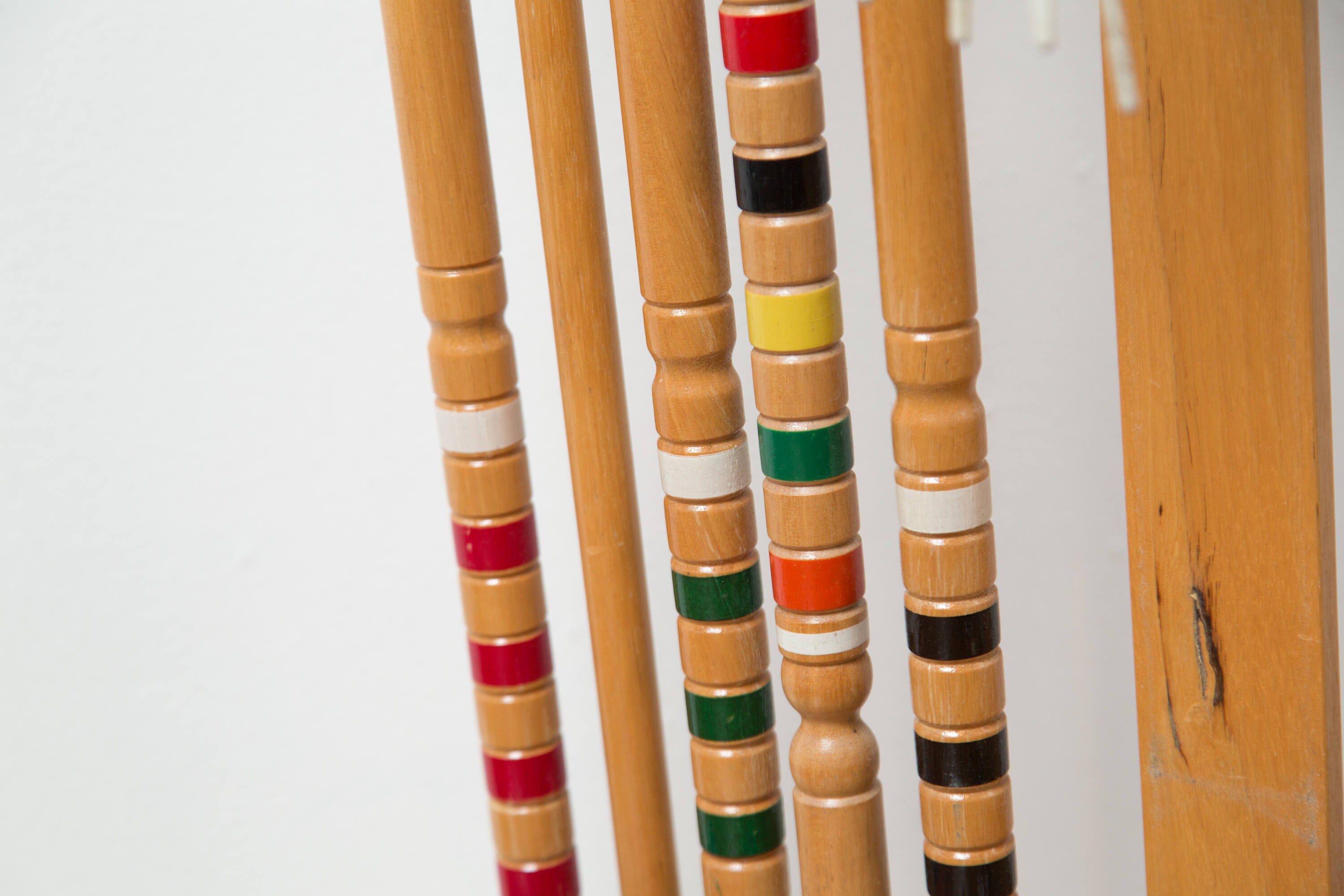 Vintage Croquet Set 6person Sportcraft Wood Striped Rainbow Lawn