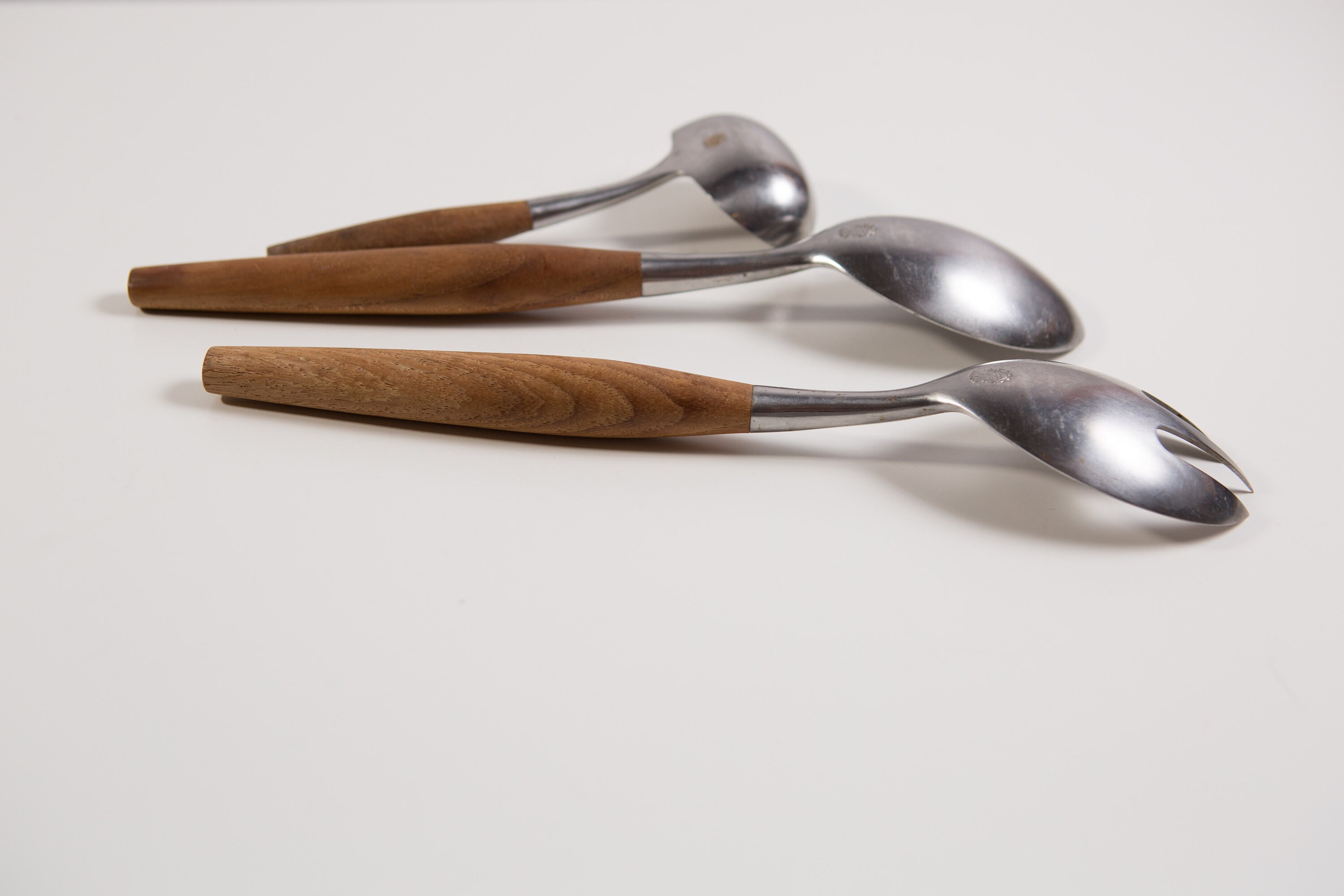 Dansk Designs Germany Wood and Metal Salad Tongs / Spoon and Fork