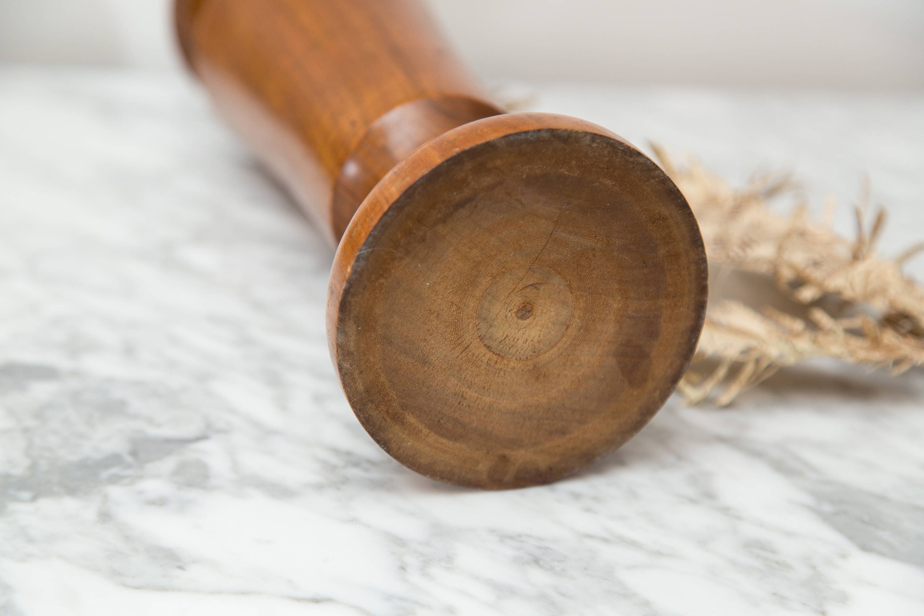 Vintage Wood Vase Mid Century Modern Primitive Flower Vase Solid Wood Fluted Vase Mother's