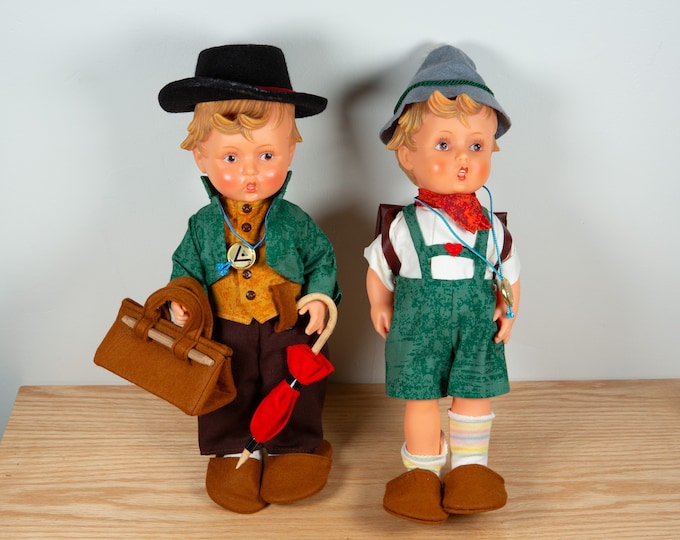 Vintage MJ Hummel Goebel Dolls - Peterle School Boy and Wanderbud - Merry Wanderer.