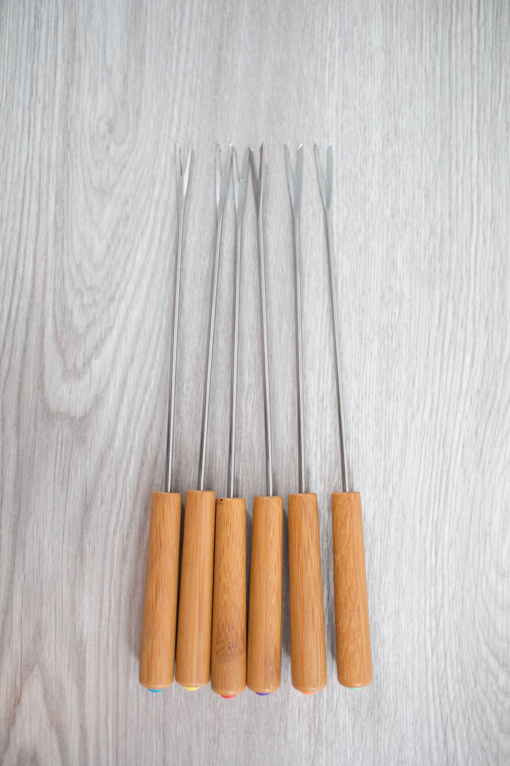 Wood Fondue Forks / Set of 6 Vintage Mid Century Modern Danish