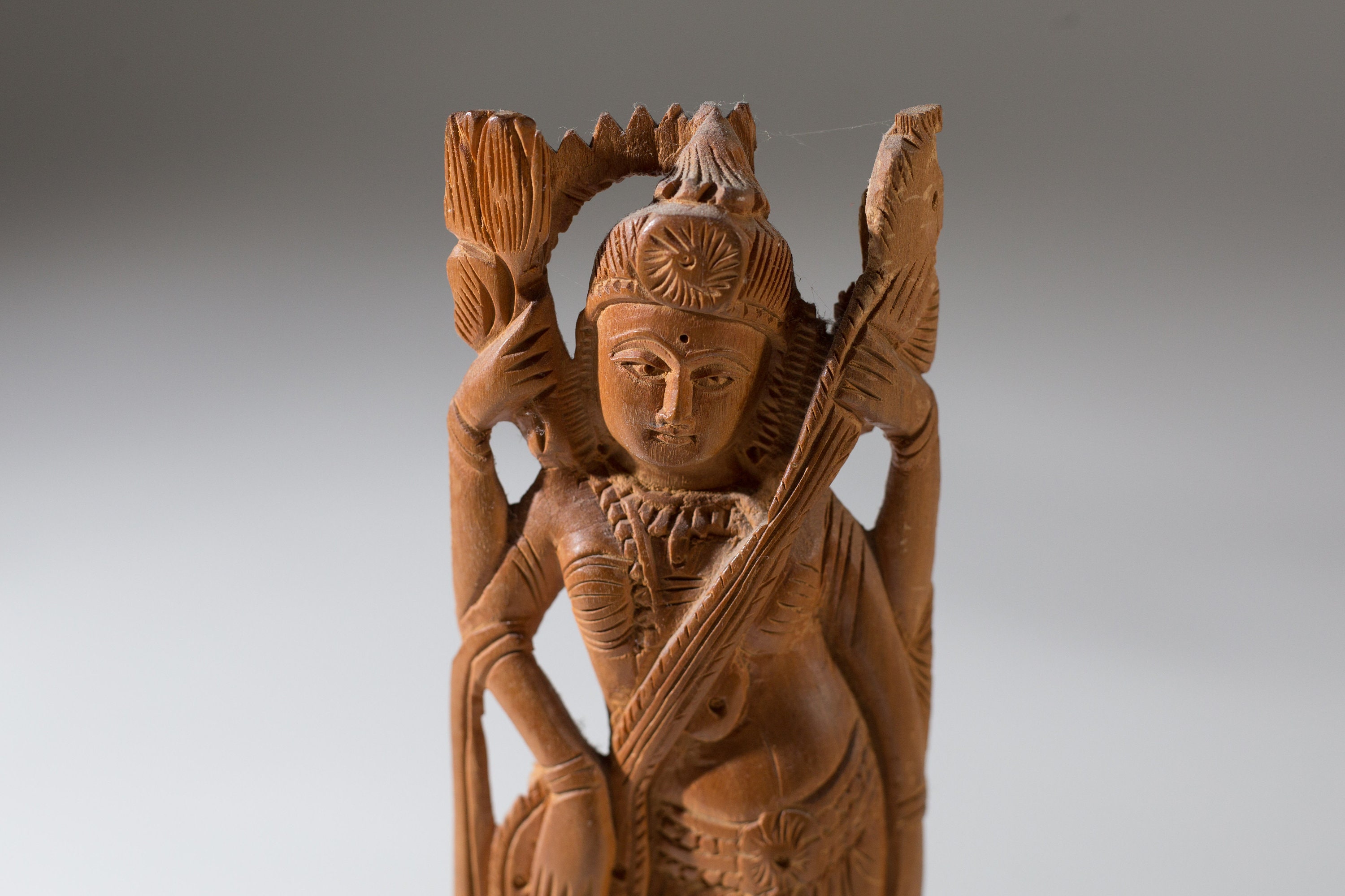 Southeast Asian Wood Carvings Set of 6 Spiritual Figurines Buddha