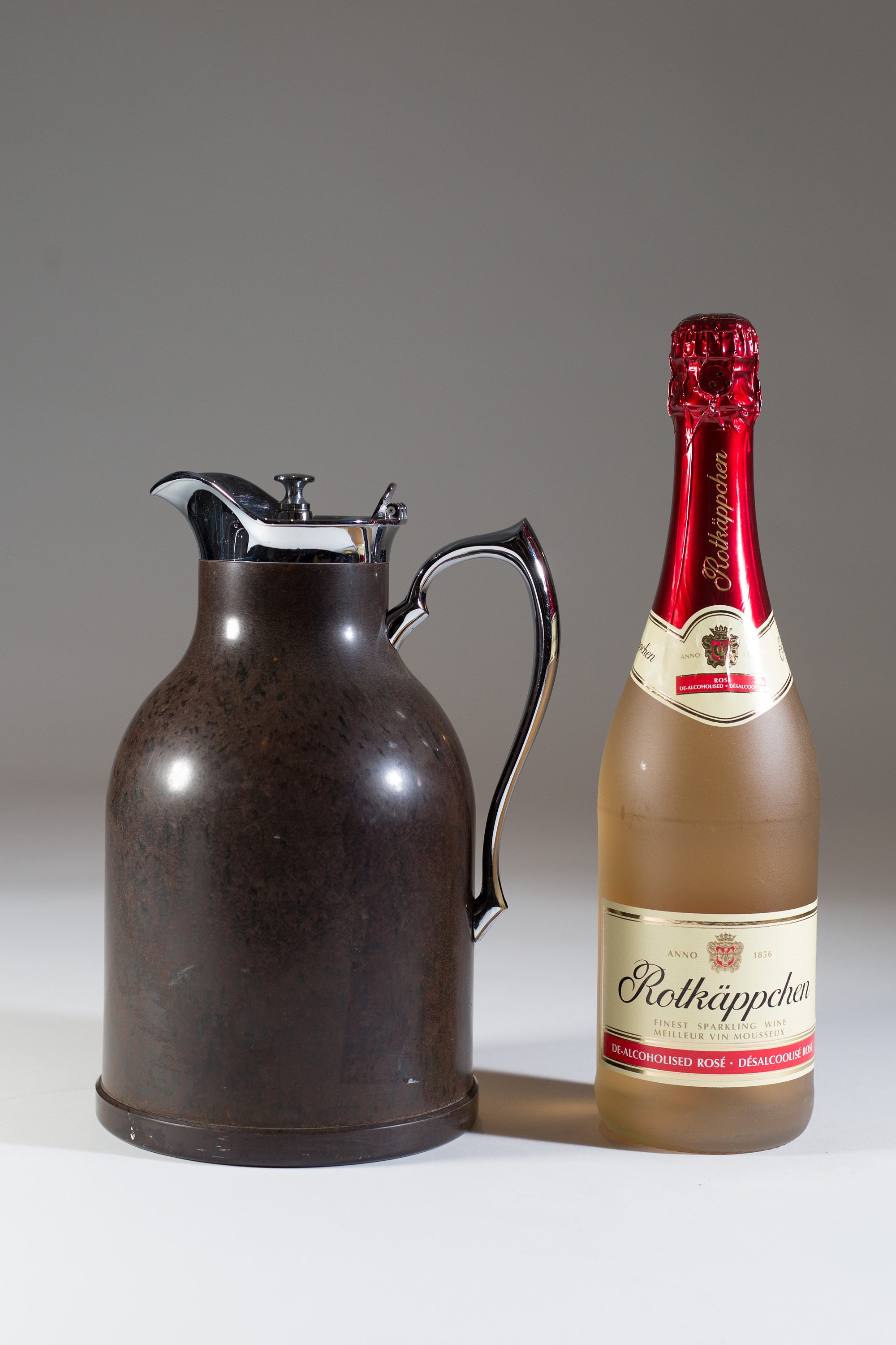Vintage Thermos Pitcher 32oz Brown Tea Jug Stainless Steel Metal