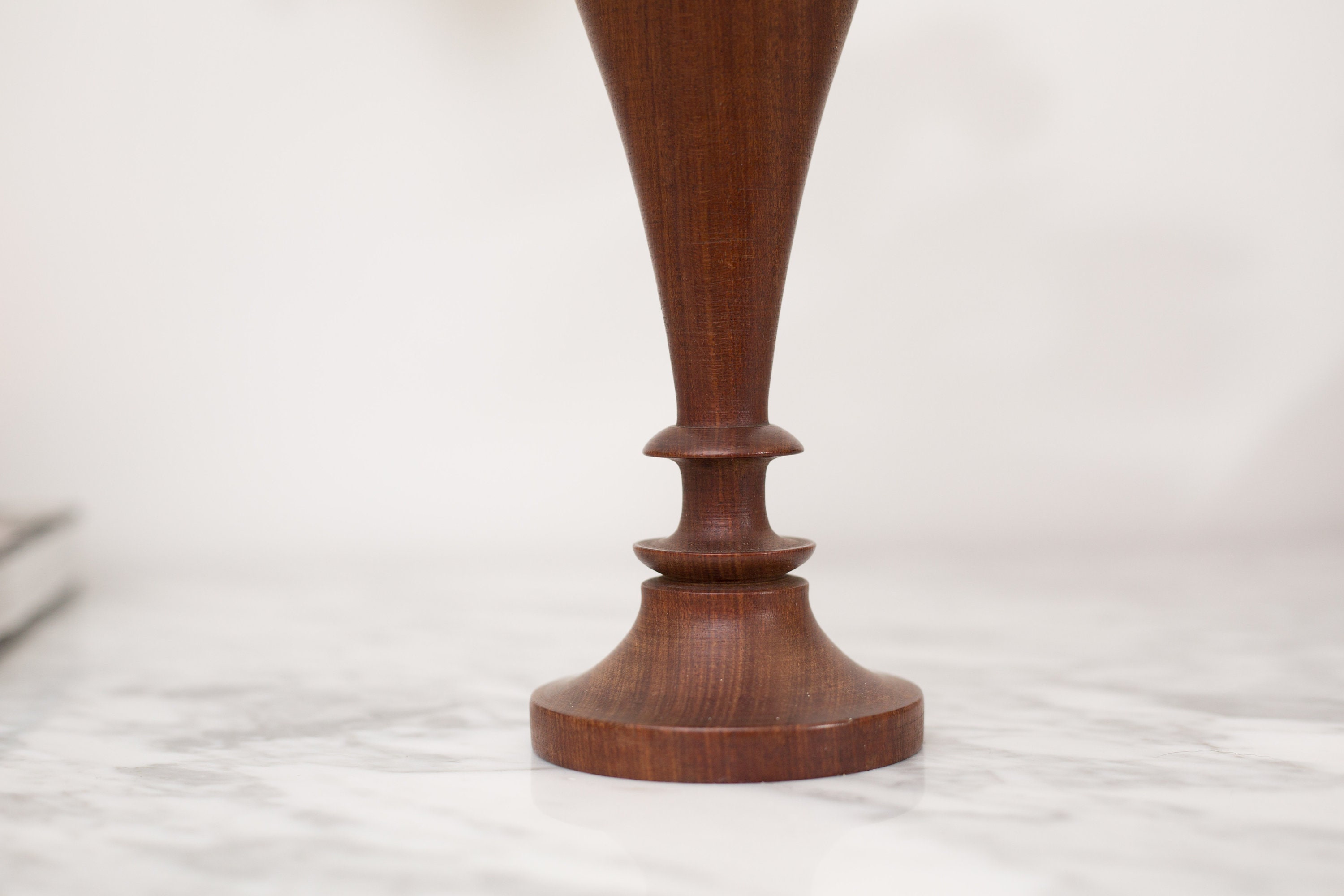 Vintage Wood Vase Mid Century Modern Primitive Flower Vase Solid Wood Fluted Bust Vase