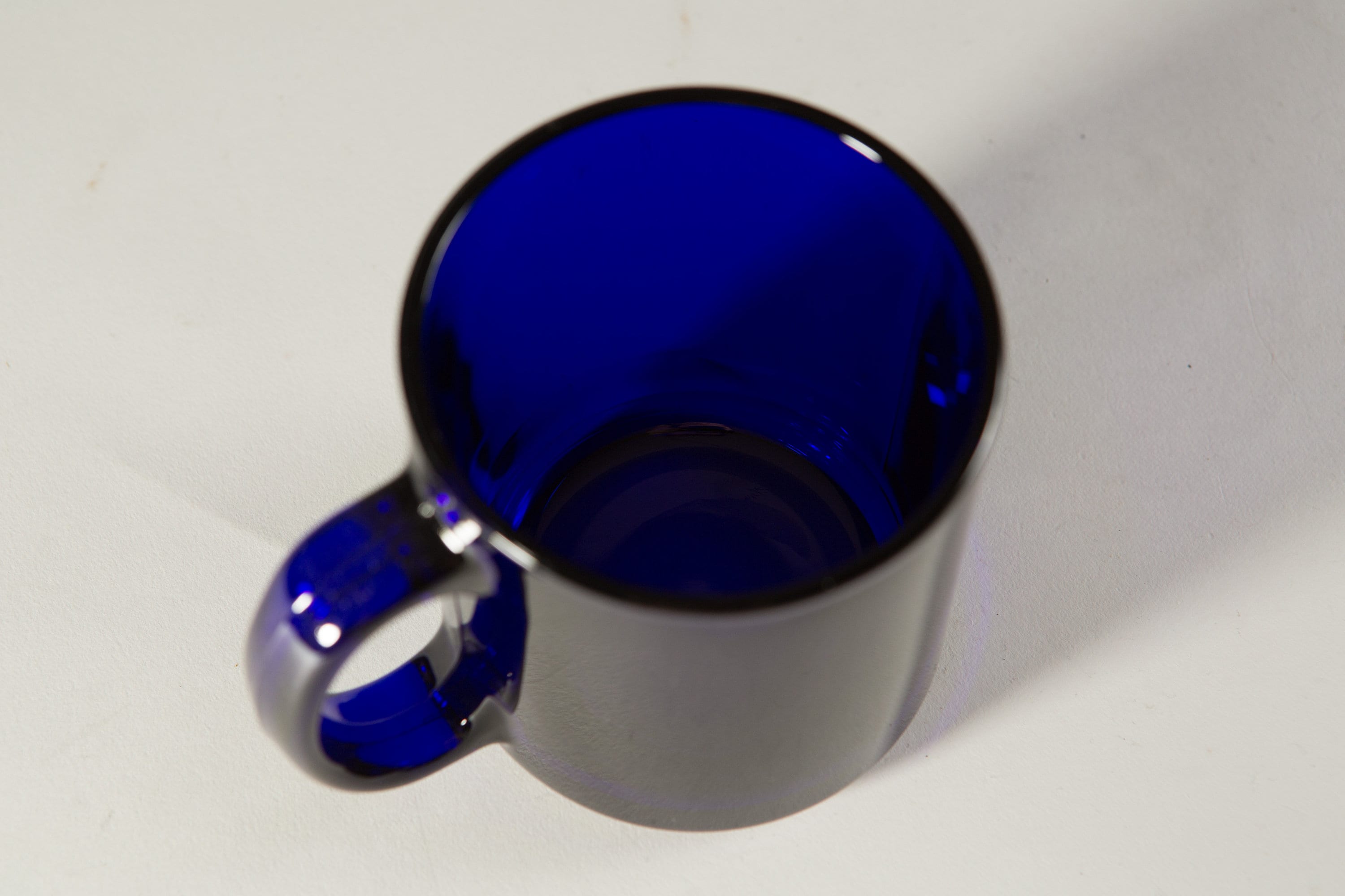 4 Blue Mugs 12oz Vintage Libbey Cobalt Blue Glass Coffee Cups Retro