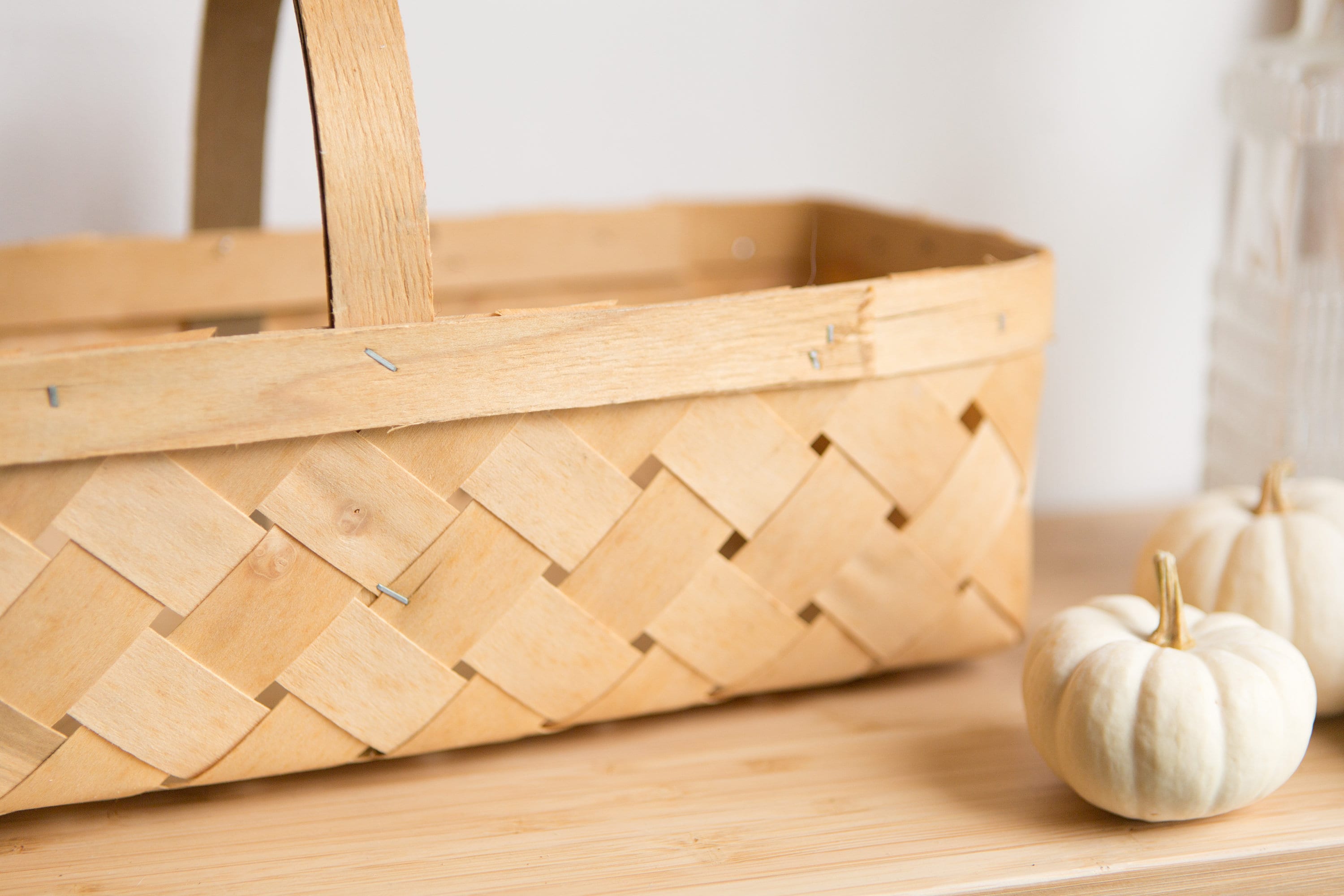 Vintage Apple Picking Basket Woven Wood Canadian Basket