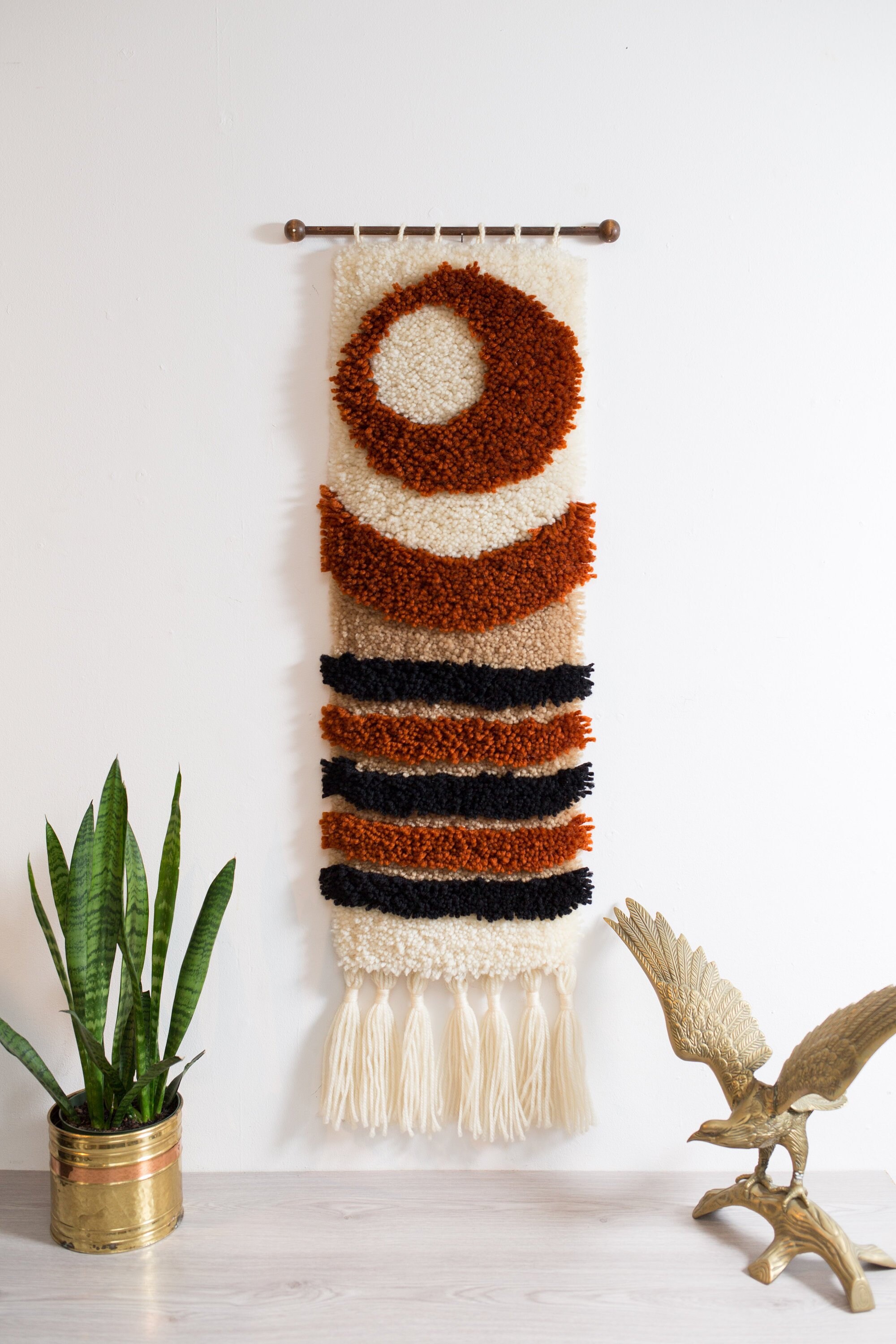 Vintage Latch Hook Tapestry Wall Hanging 1960 s Mid Century
