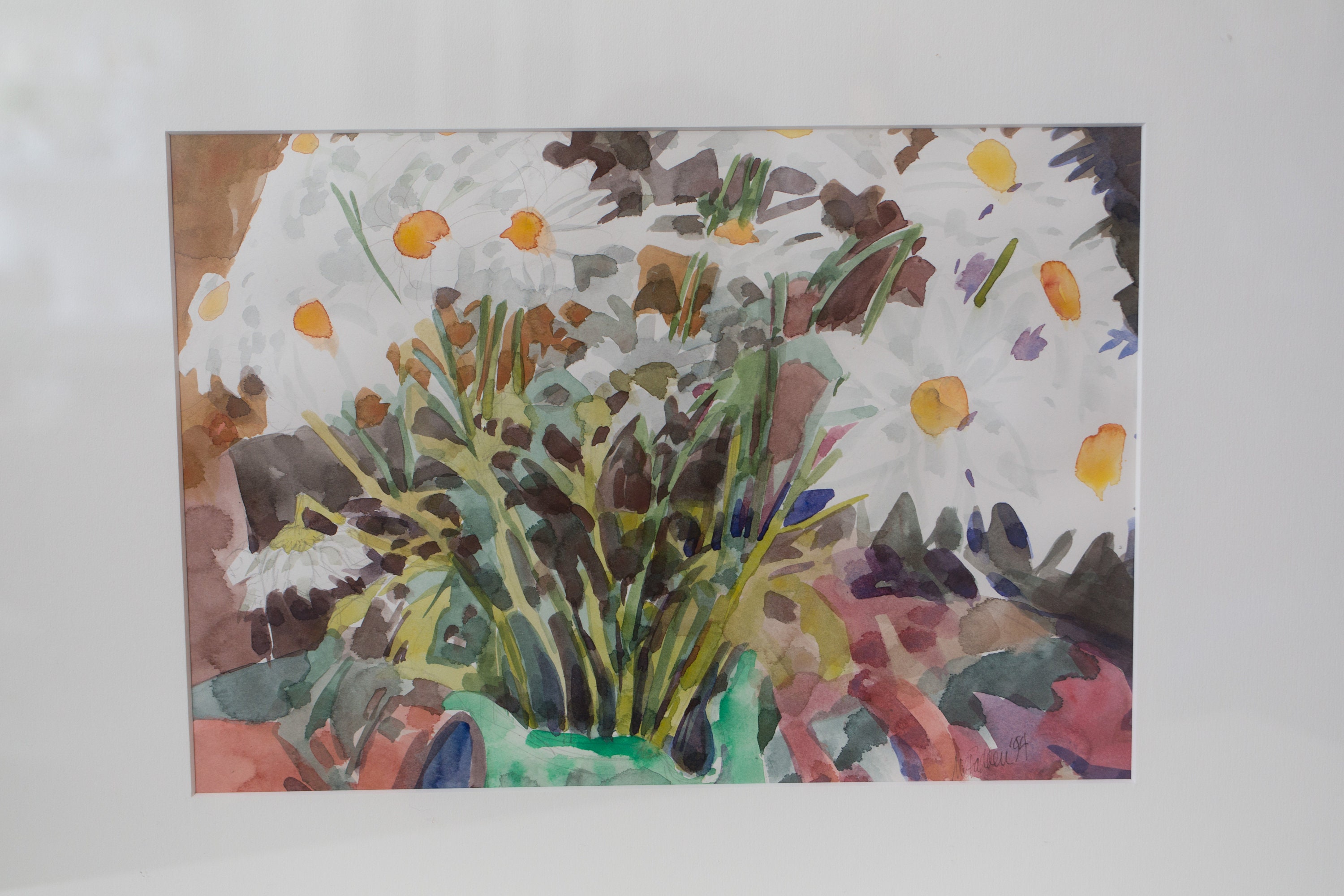RESERVED 90's Original Watercolour Painting Of Daisies / Flowers