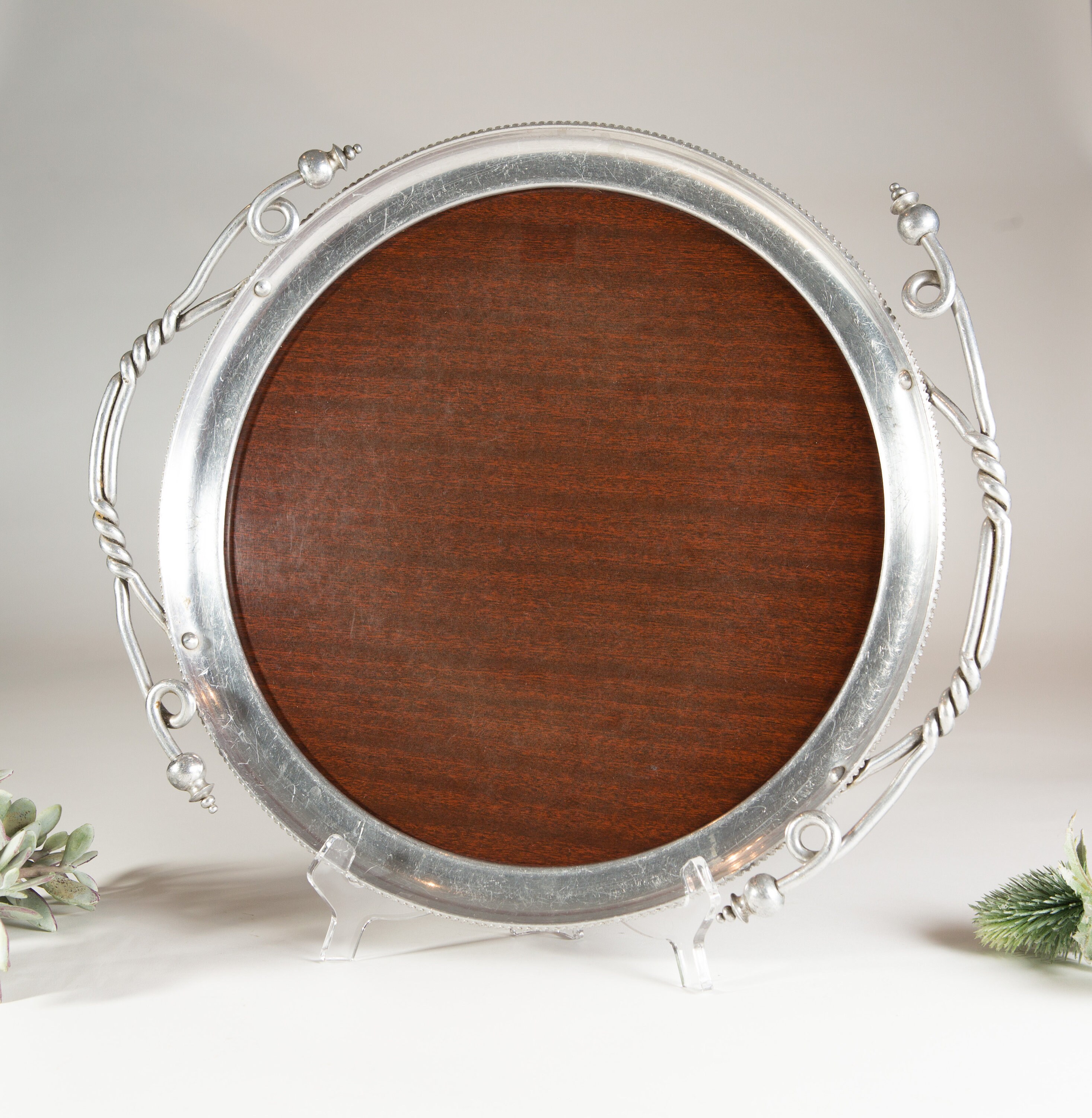 Vintage Cocktail Tray Faux Wood and Aluminum Metal Serving Etsy