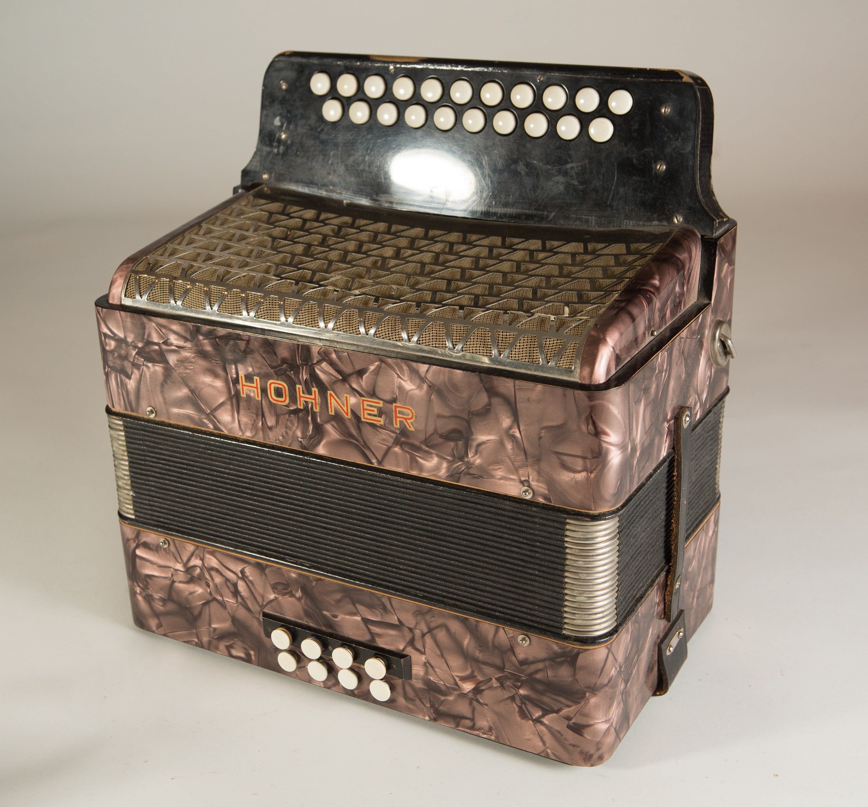 Hohner Accordion Vintage Purple Marbled Working Folk Musical Instrument