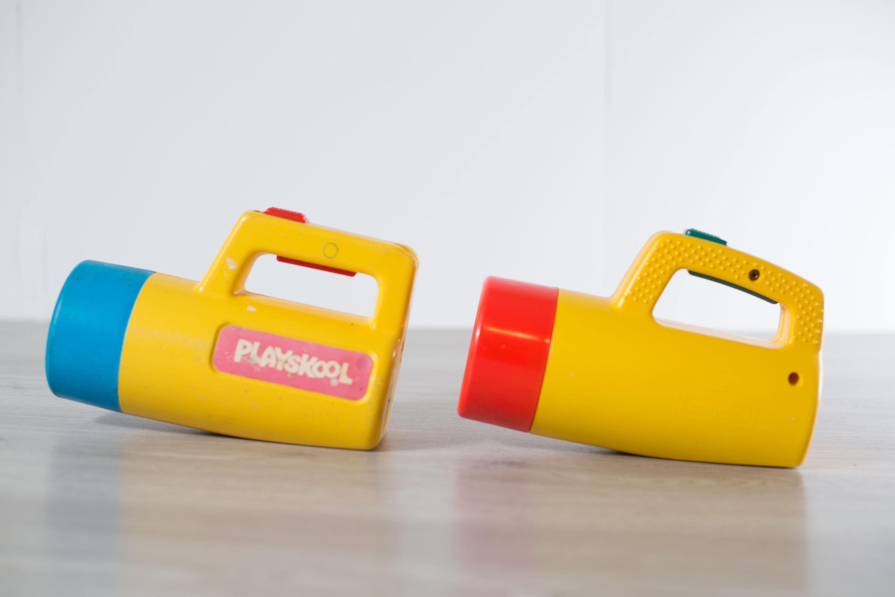 Playskool Flashlight / Vintage Fisher Price Yellow Flashlight with Red