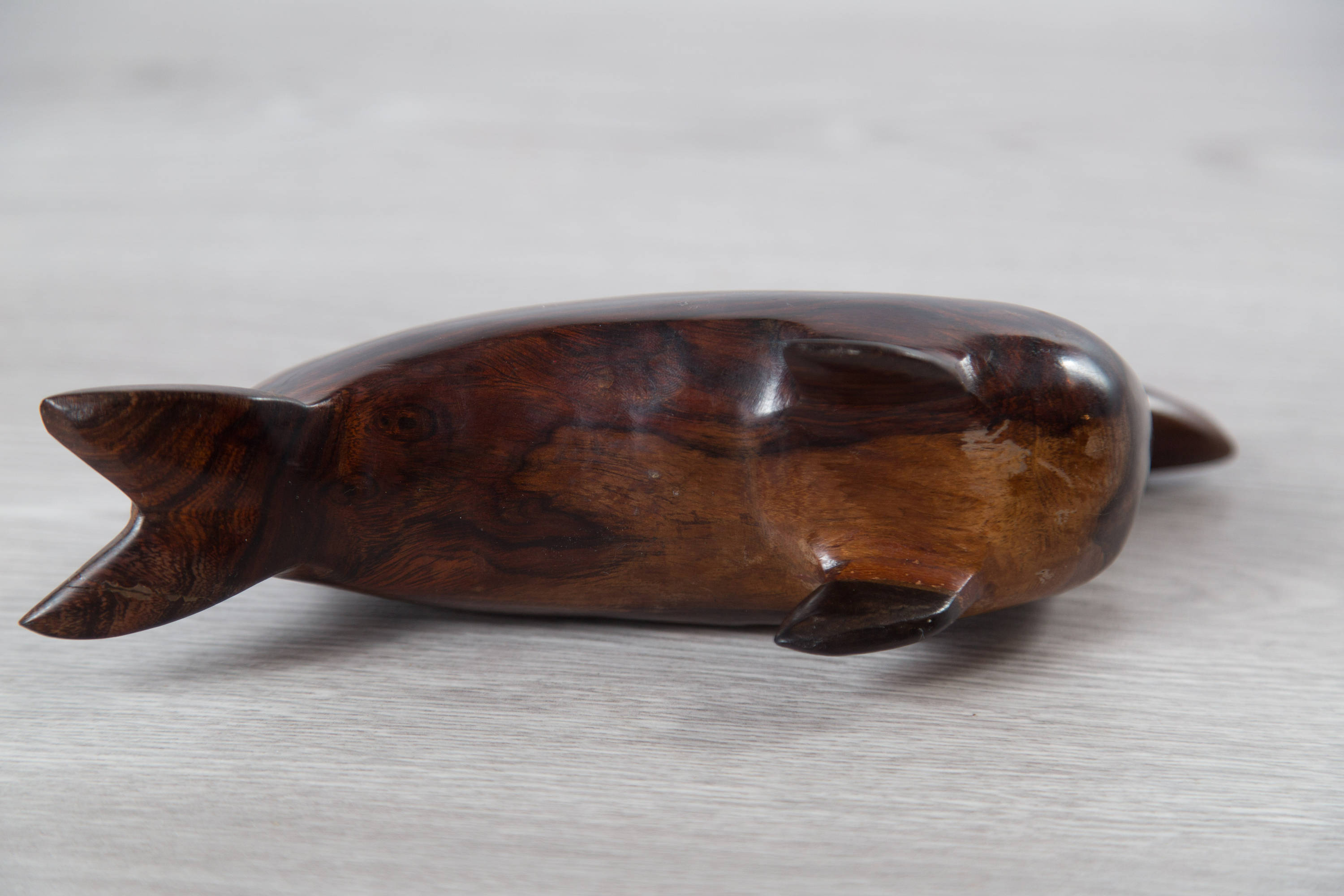 Vintage Wood Seal / Handcarved Dark Hardwood Sea Animal / traditional