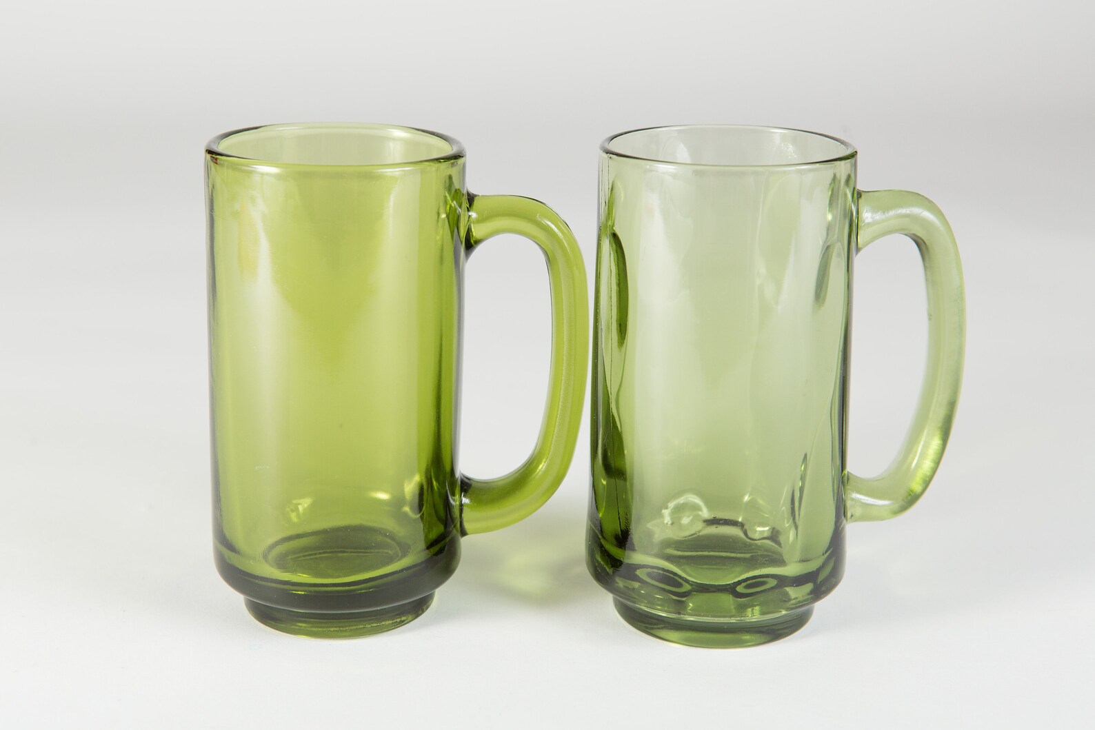 Vintage Green Mugs 3 Green Glass Beer or Coffee Mugs Gift Etsy