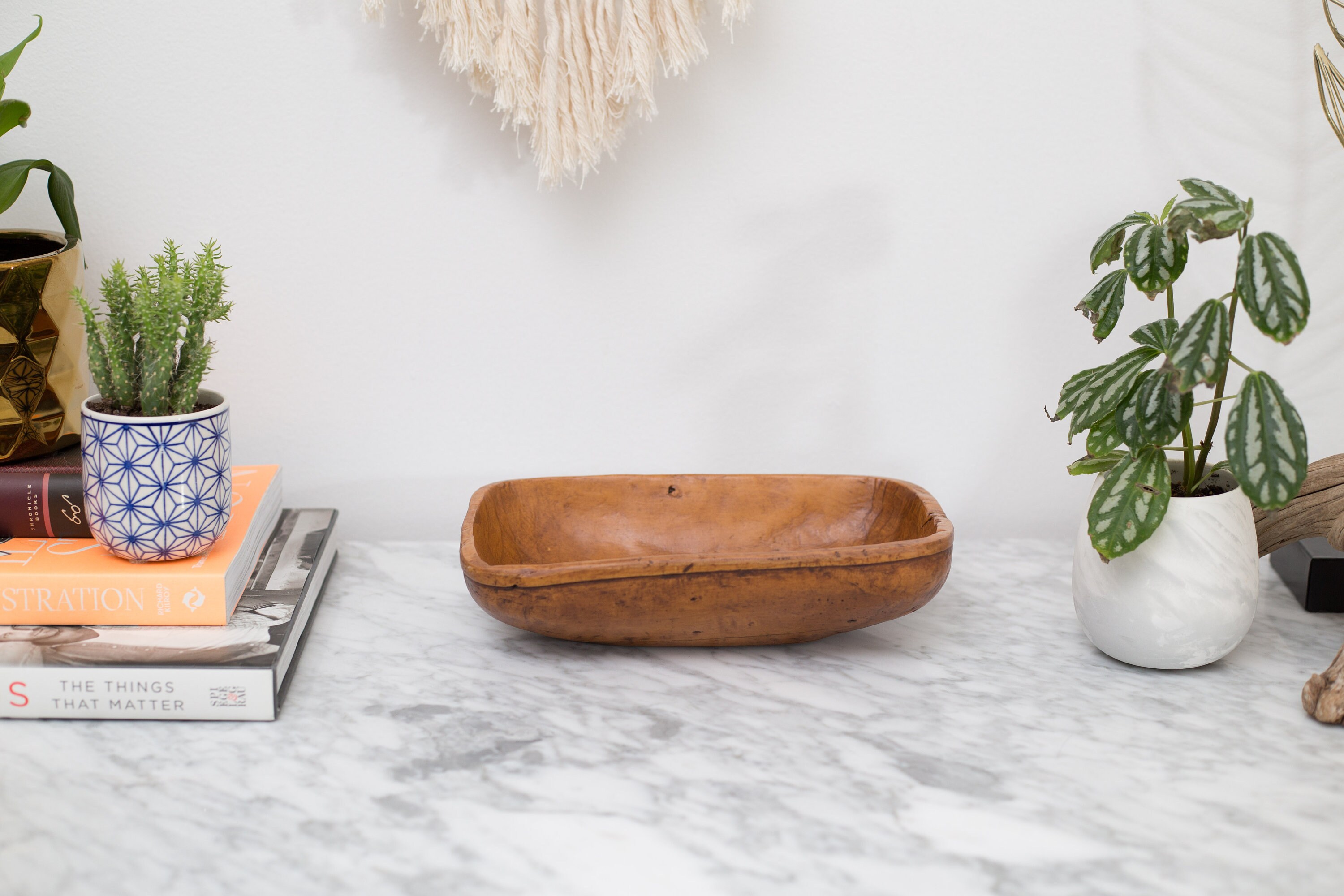 Antique Wood Tray Primitive Folk Vintage Handmade Carved Decorative