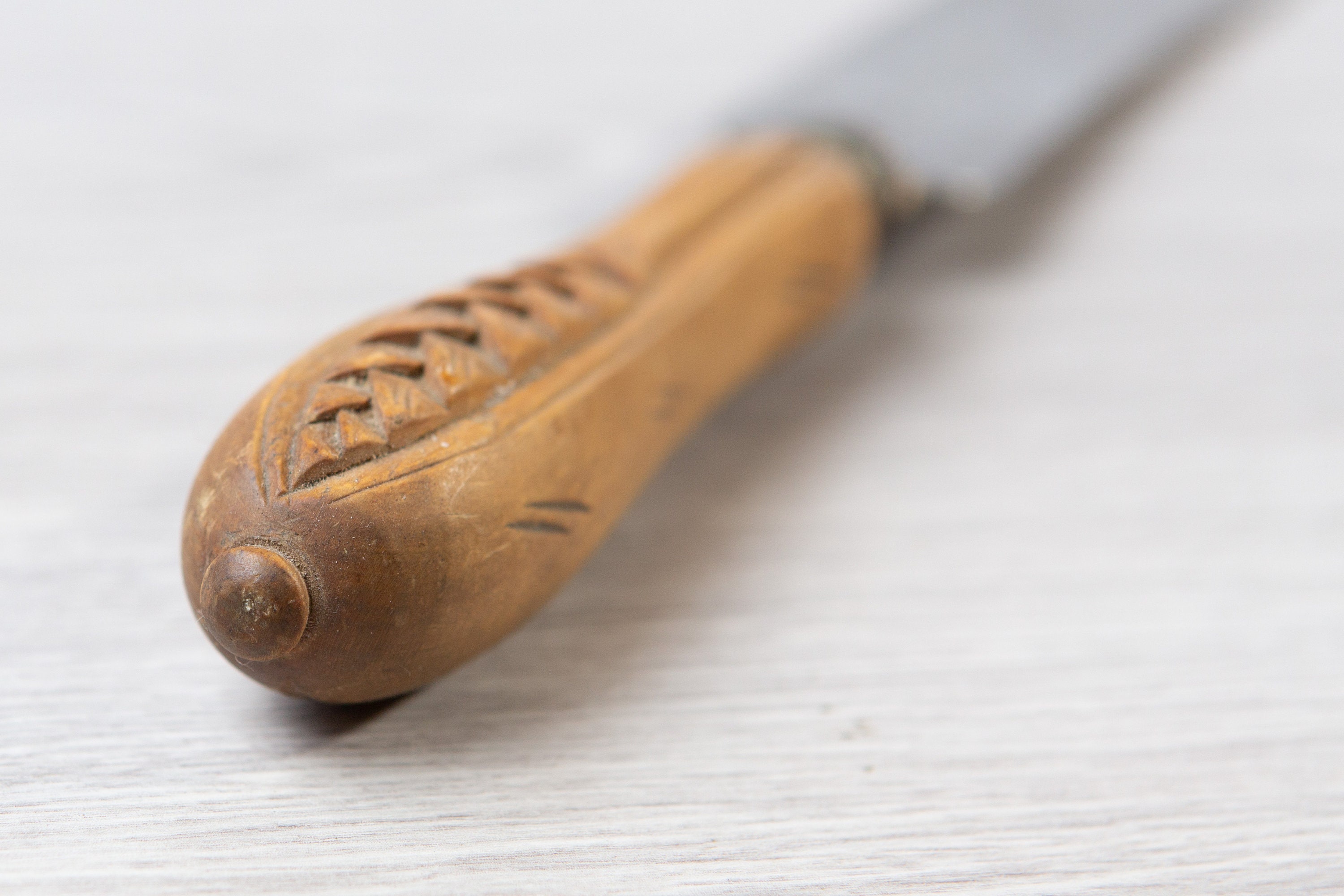 Vintage Knife with Carved Wood Handle Joseph Fenton and Sons Cutlers