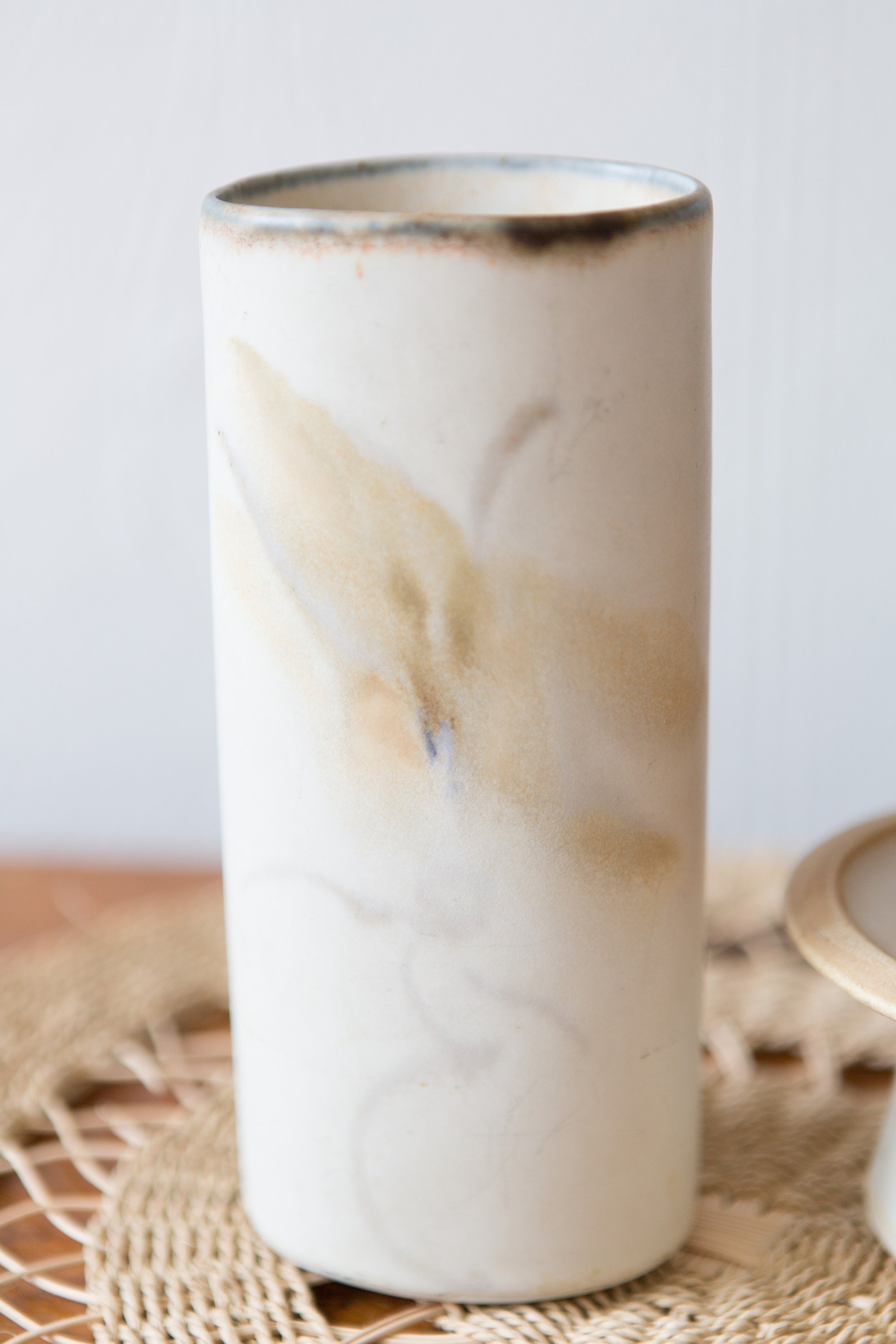 Handmade Ceramic Vase and Candle Holder Earthy Cream Coloured Vintage Boho Ceramics Studio