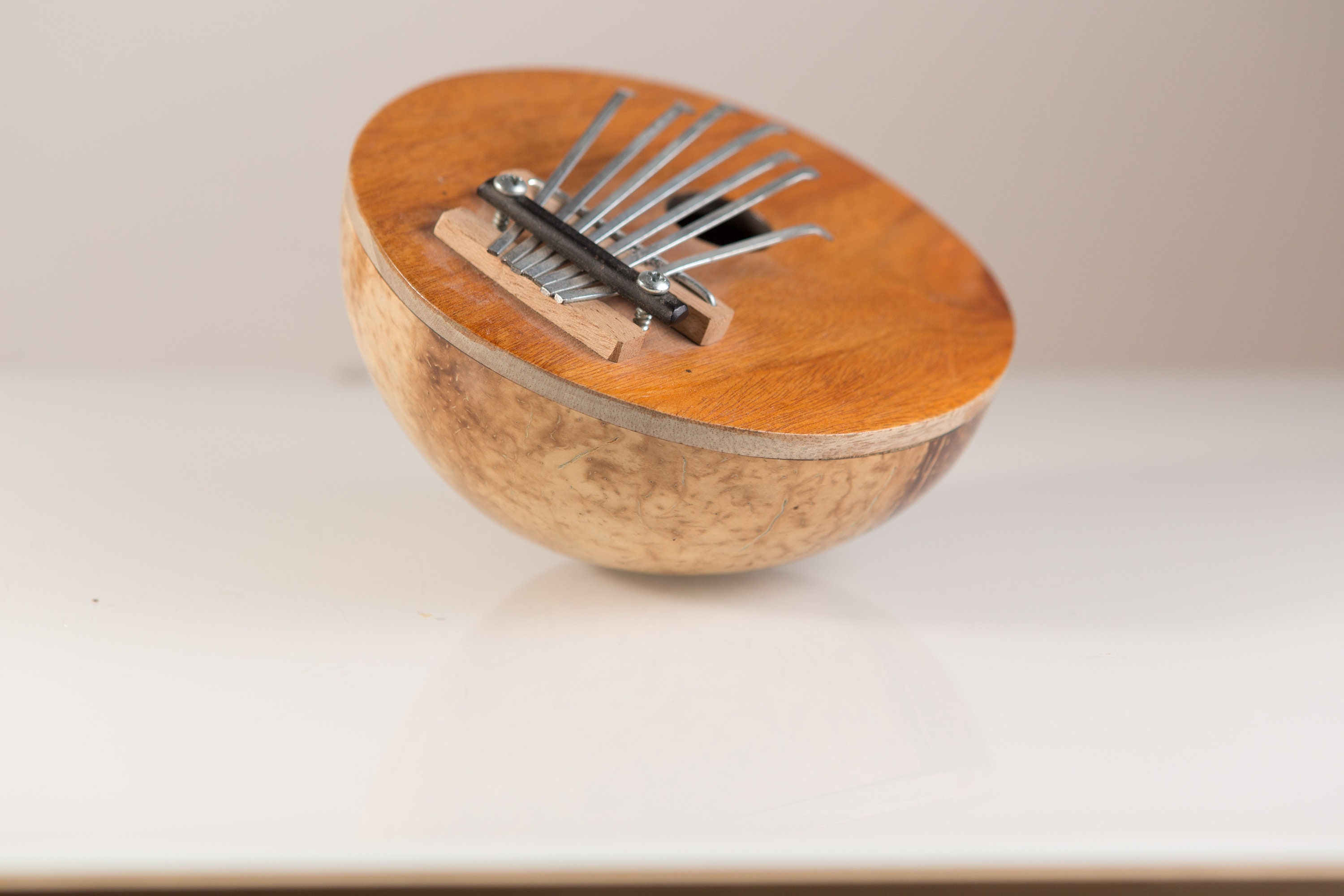 Coconut Thumb Piano Musical Instrument Wooden Hand Carved Tropical Toy