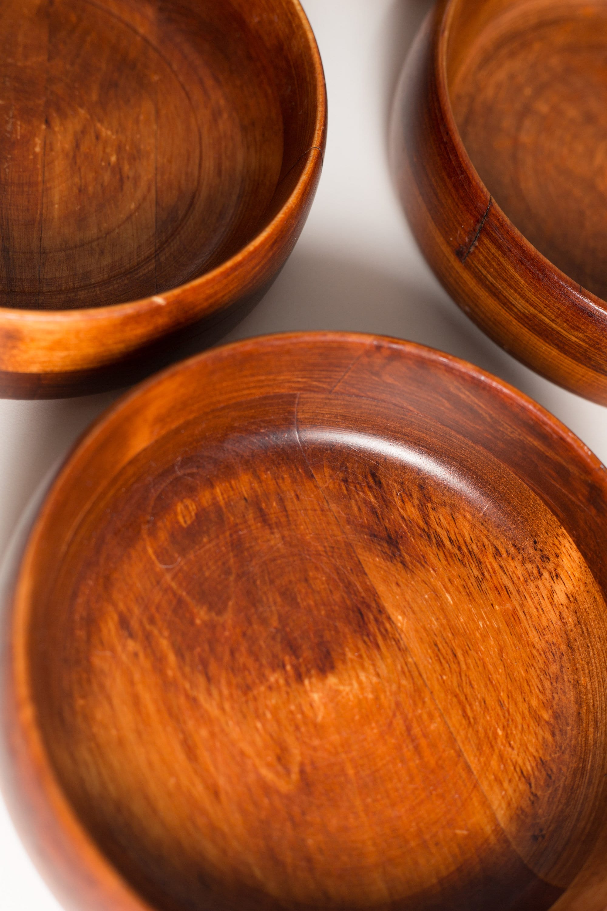 7 Wood Salad Bowls 1960's Vintage Solid Maple Wood Baribocraft