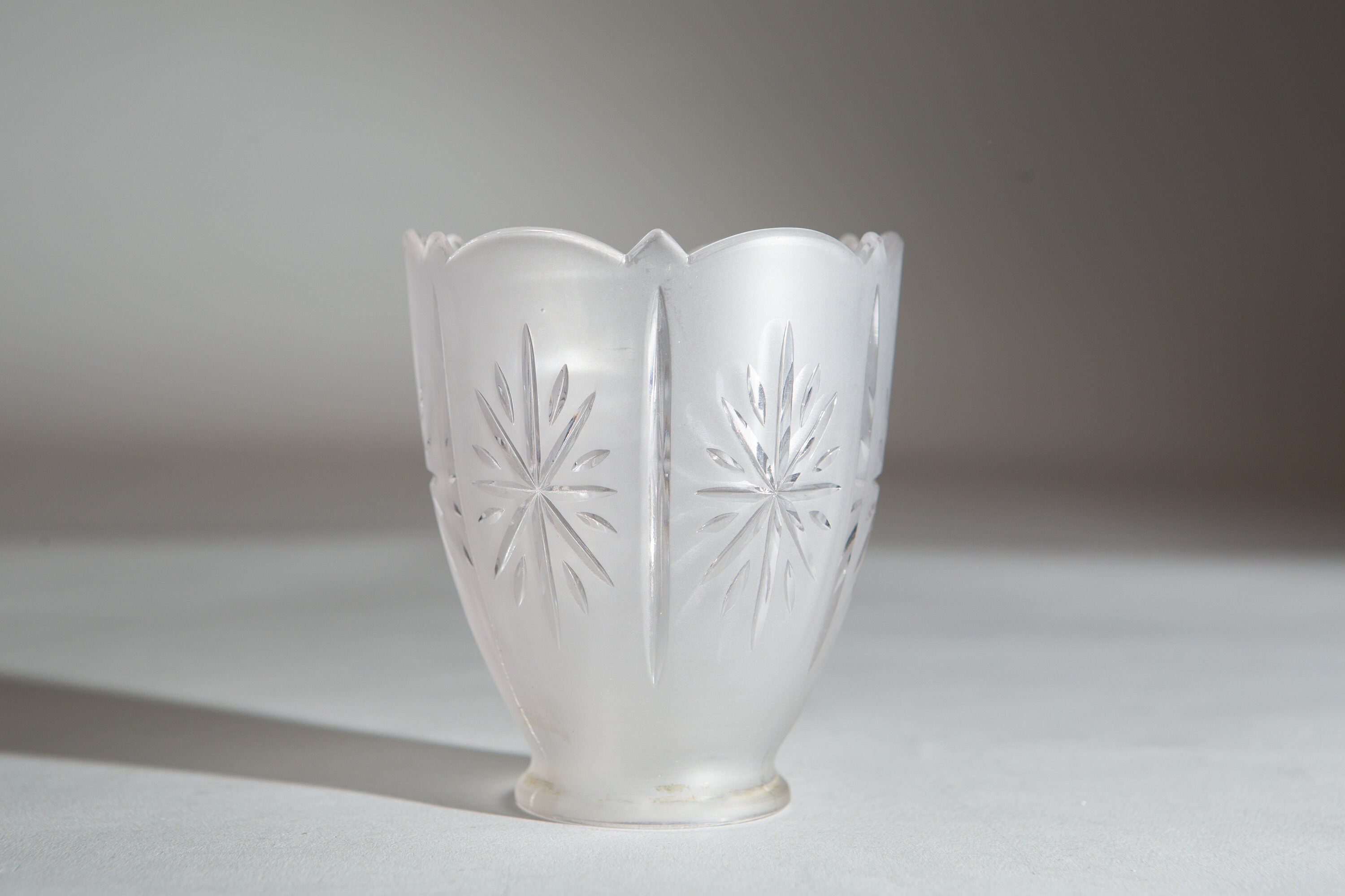 Vintage Glass Lamp Shade Clear Bell Shaped Pressed Glass Pendant