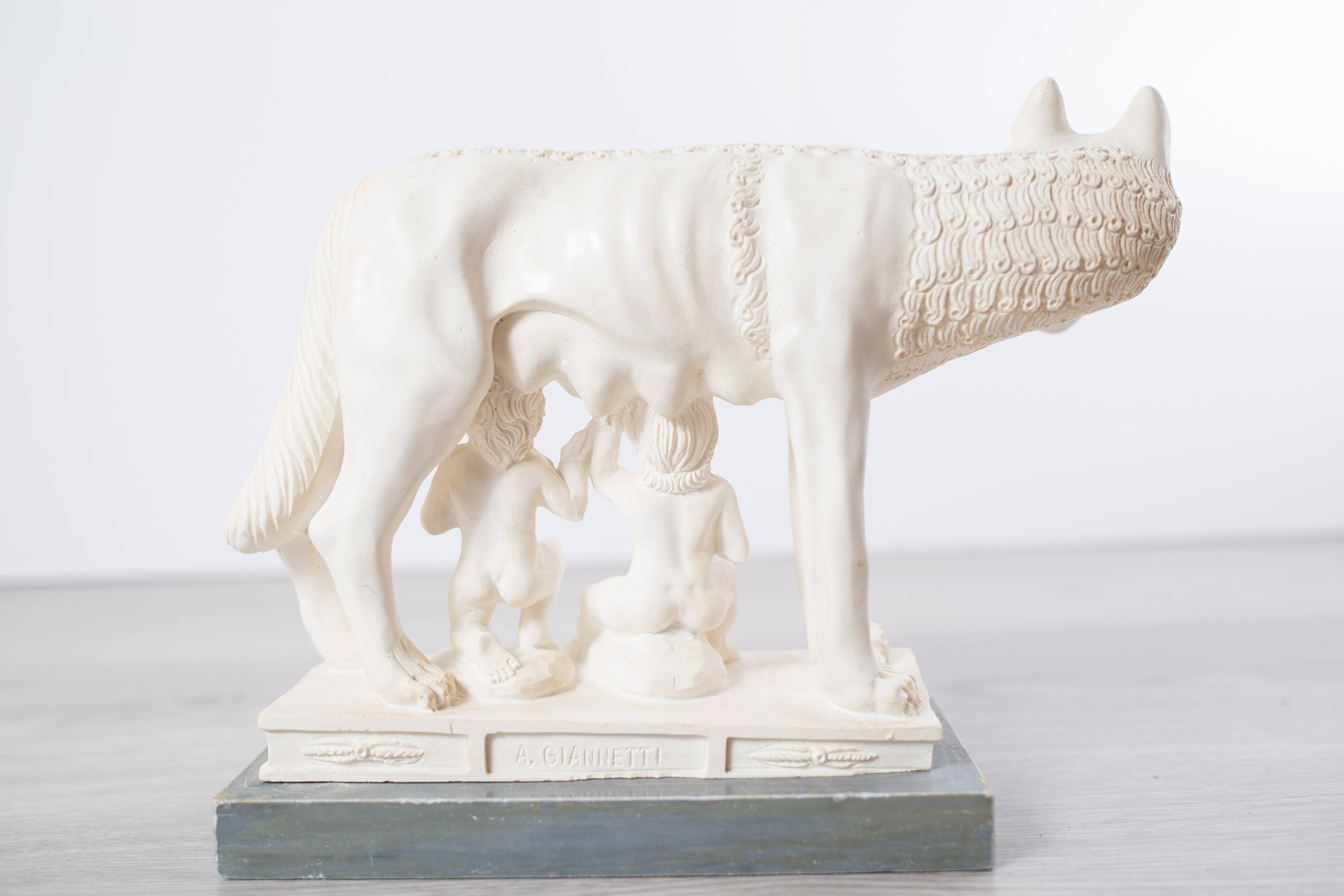 Shewolf Statue / Italian Alabaster Carving of Roman