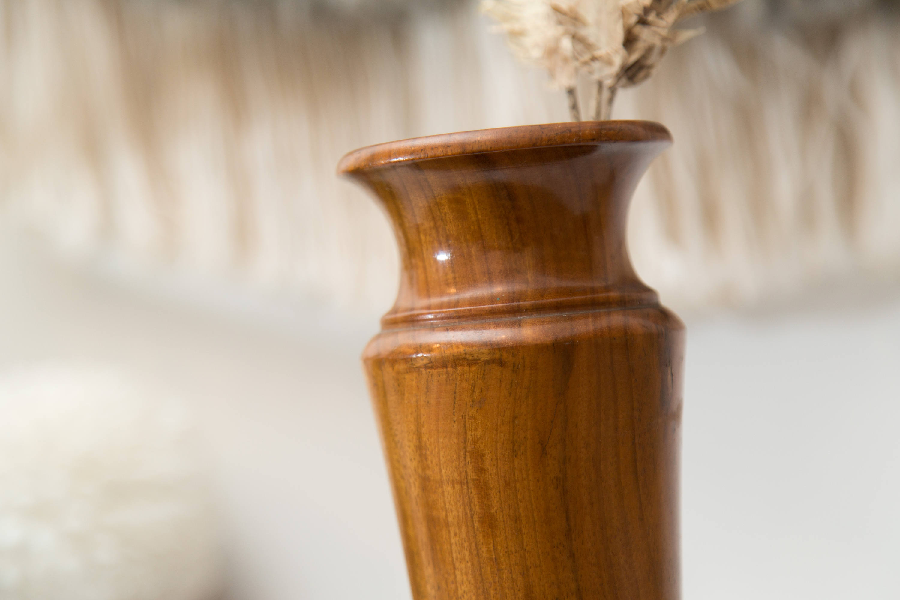 Vintage Wood Vase Mid Century Modern Primitive Flower Vase Solid