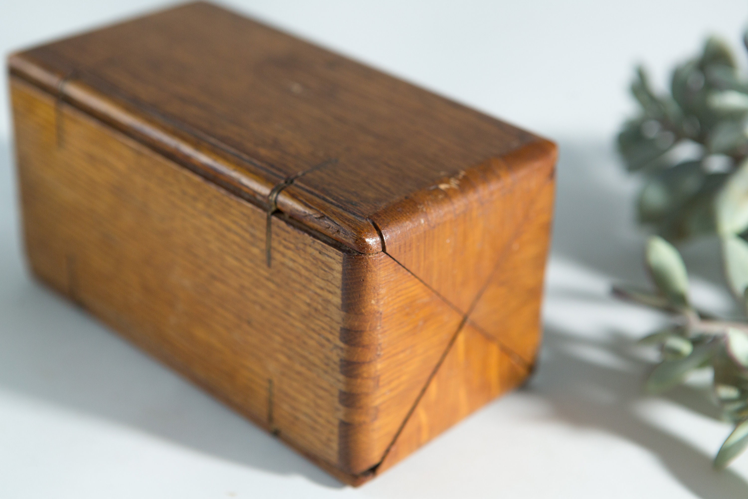Vintage Wood Box - 1800's Folding Vintage Sewing Machine Parts Finger