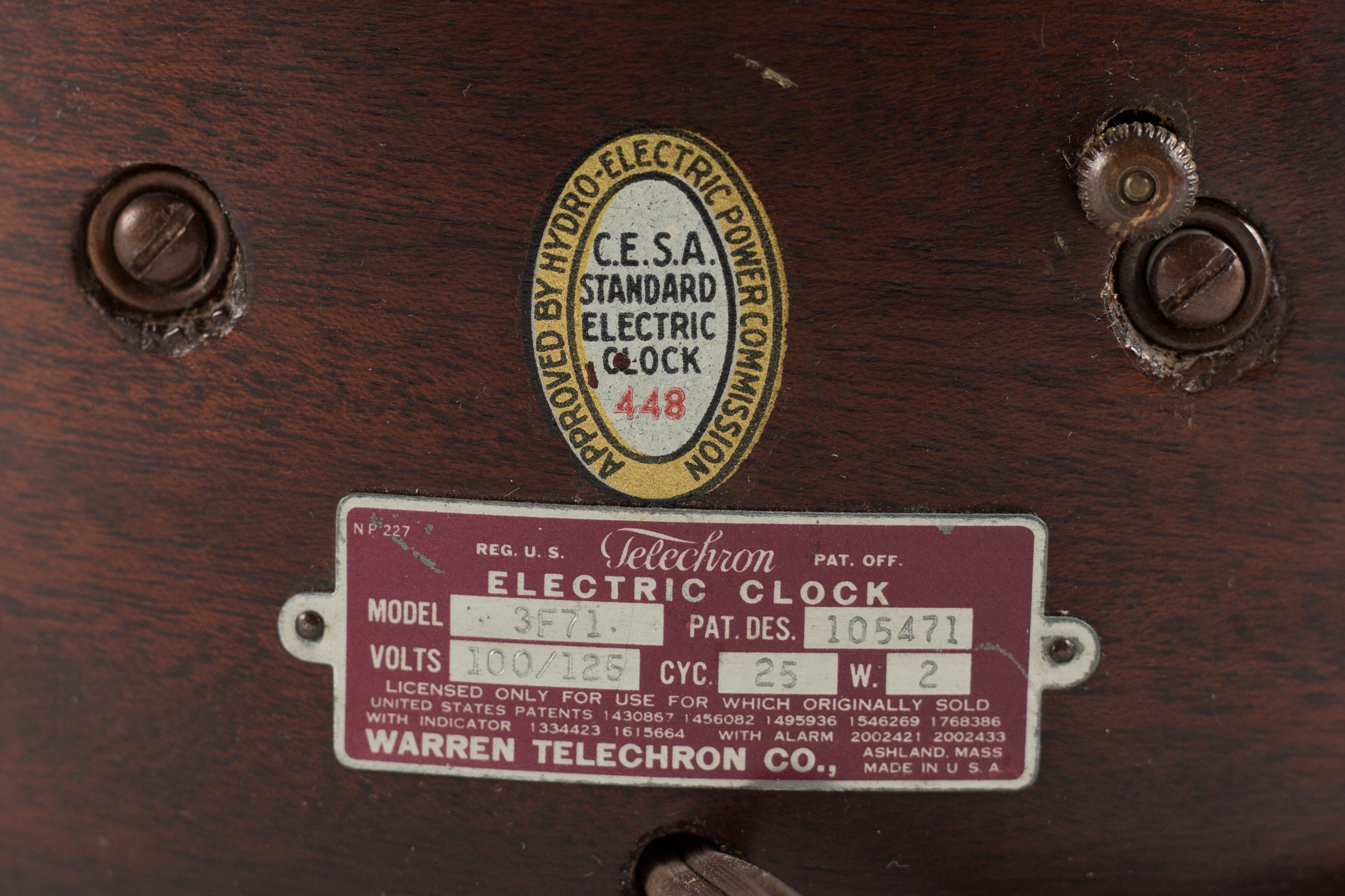 Vintage Electric Clock Wood and Brass Telechron Art Decor Mantle