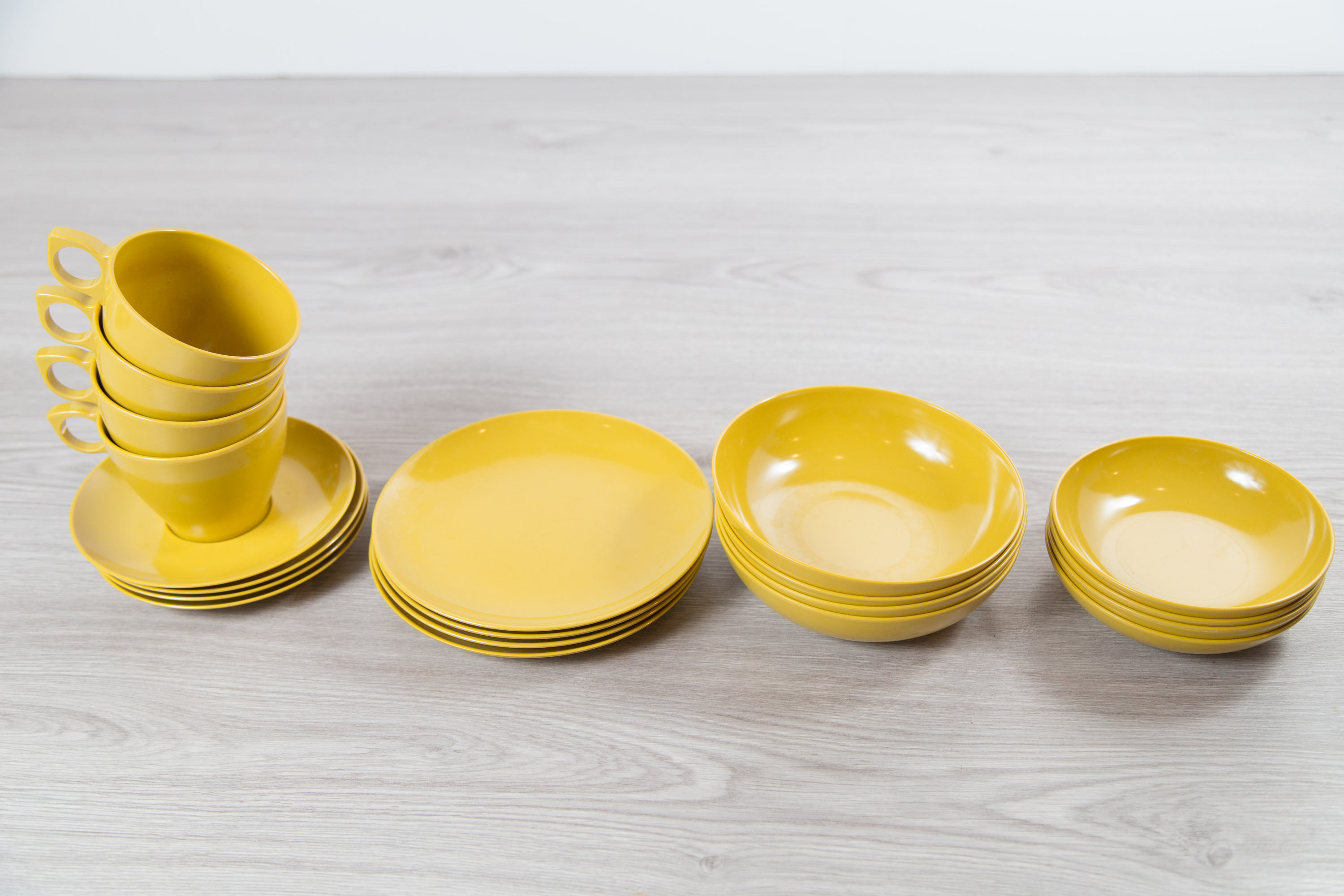 Vintage Melamine Teacup 20piece Set Melmac Curry Saffron Mustard