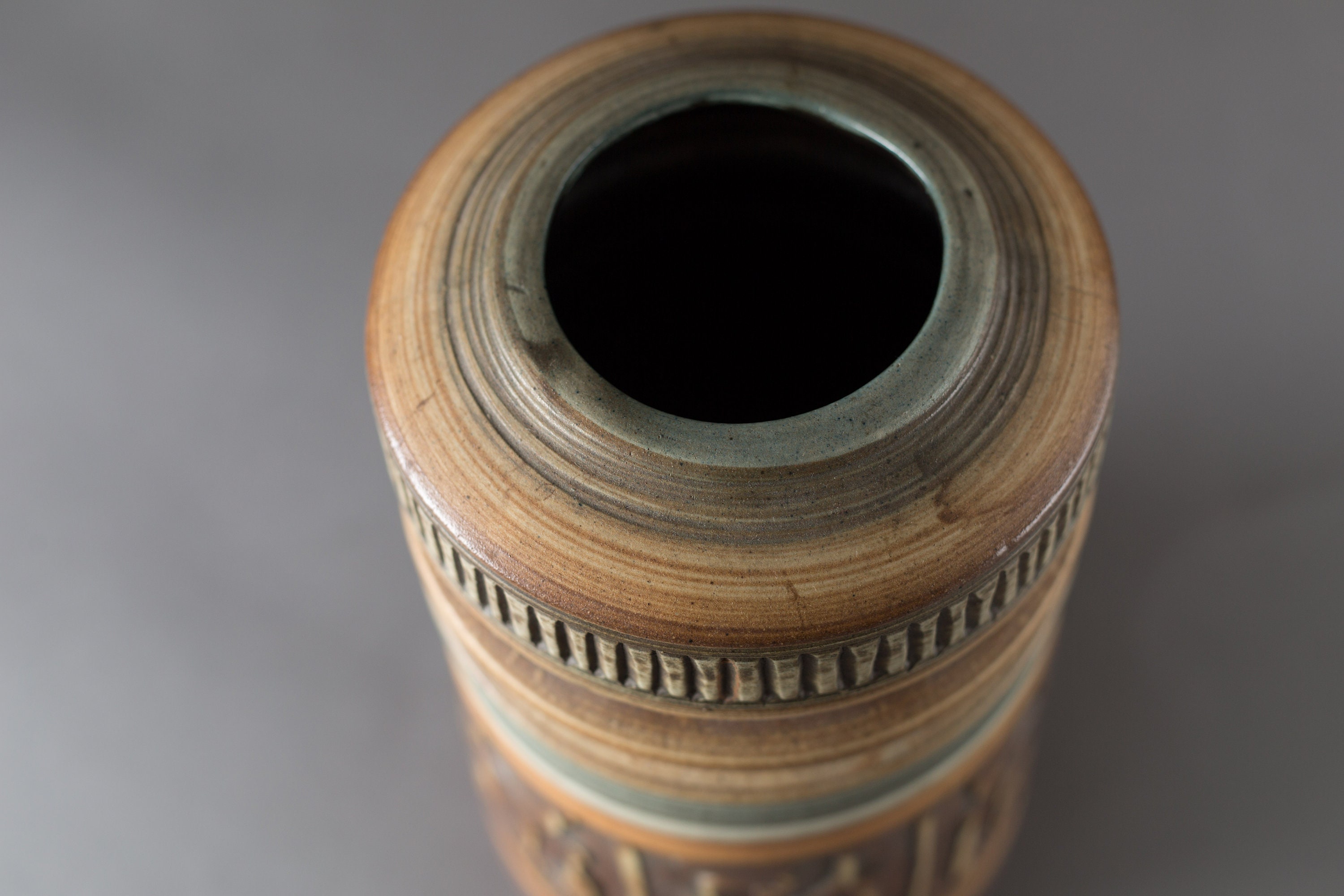 Vintage BH Israel Vase Brown Textured Boho Ceramic Vase Middle