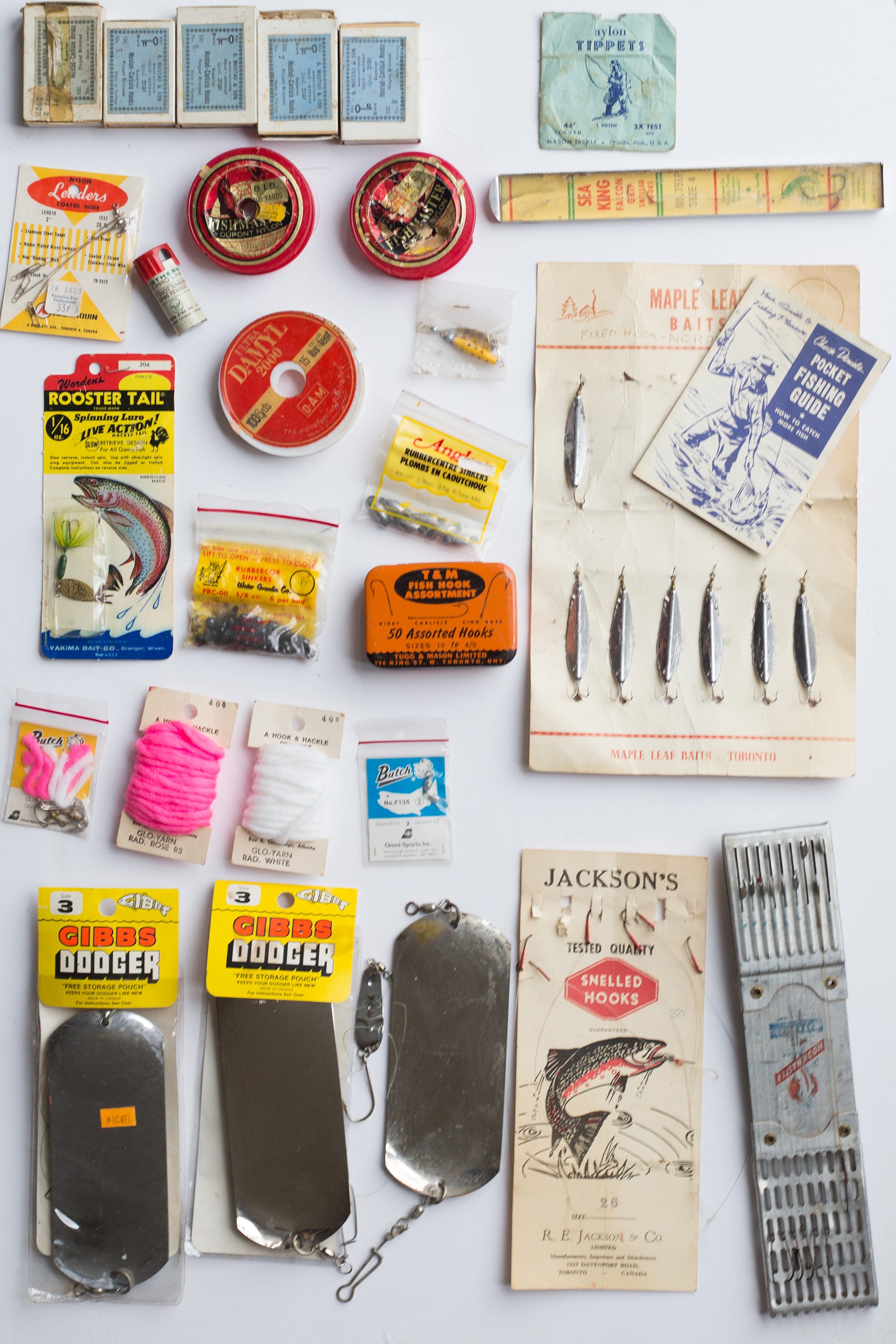 Vintage Fishing Tackle - Retro Fish Lures, Hooks, Dodgers, Lines, Baits -  Canadian Outdoor Cabin Decor