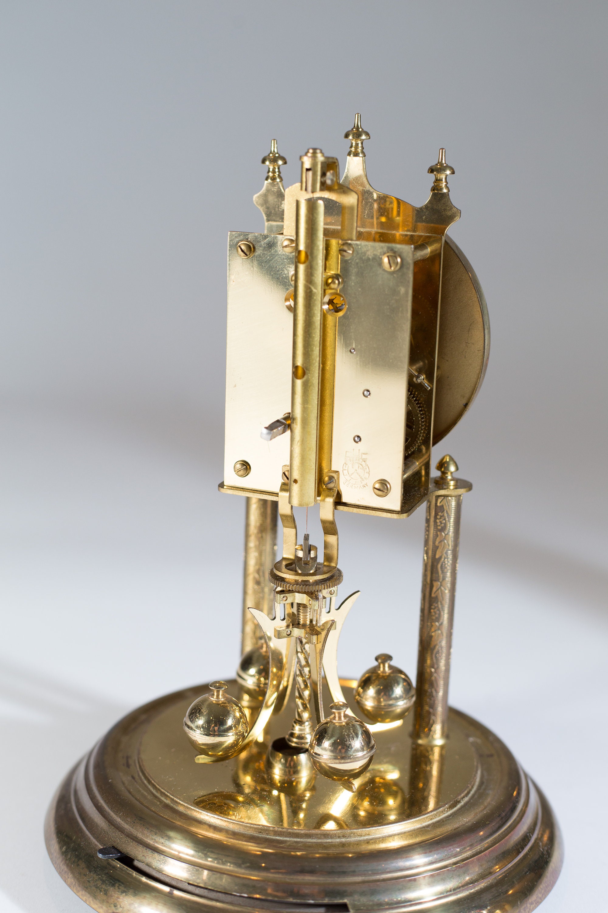 Vintage Dome Clock Art Deco Working Brass Wind up Clock with Glass