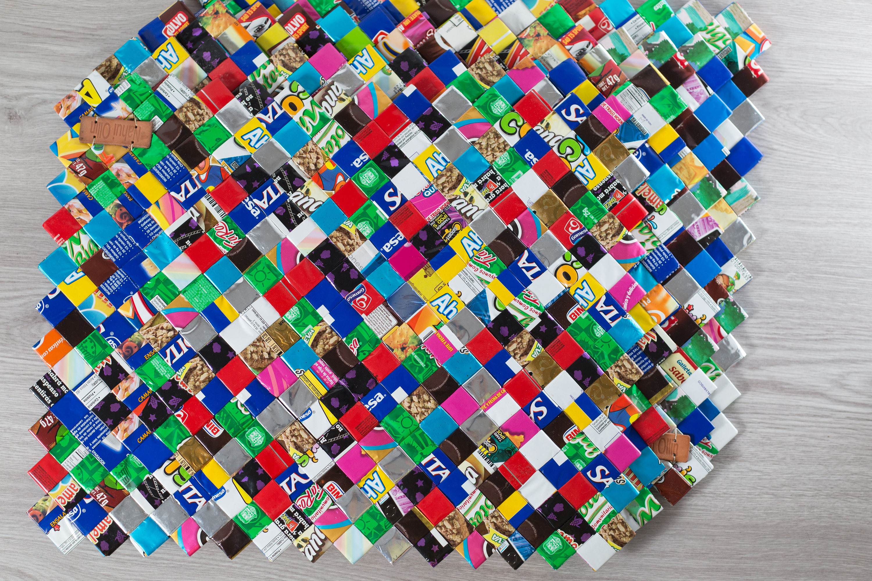 Recycled Placemats / Set of 4 Handmade Plastic Placemats / Paper Chip