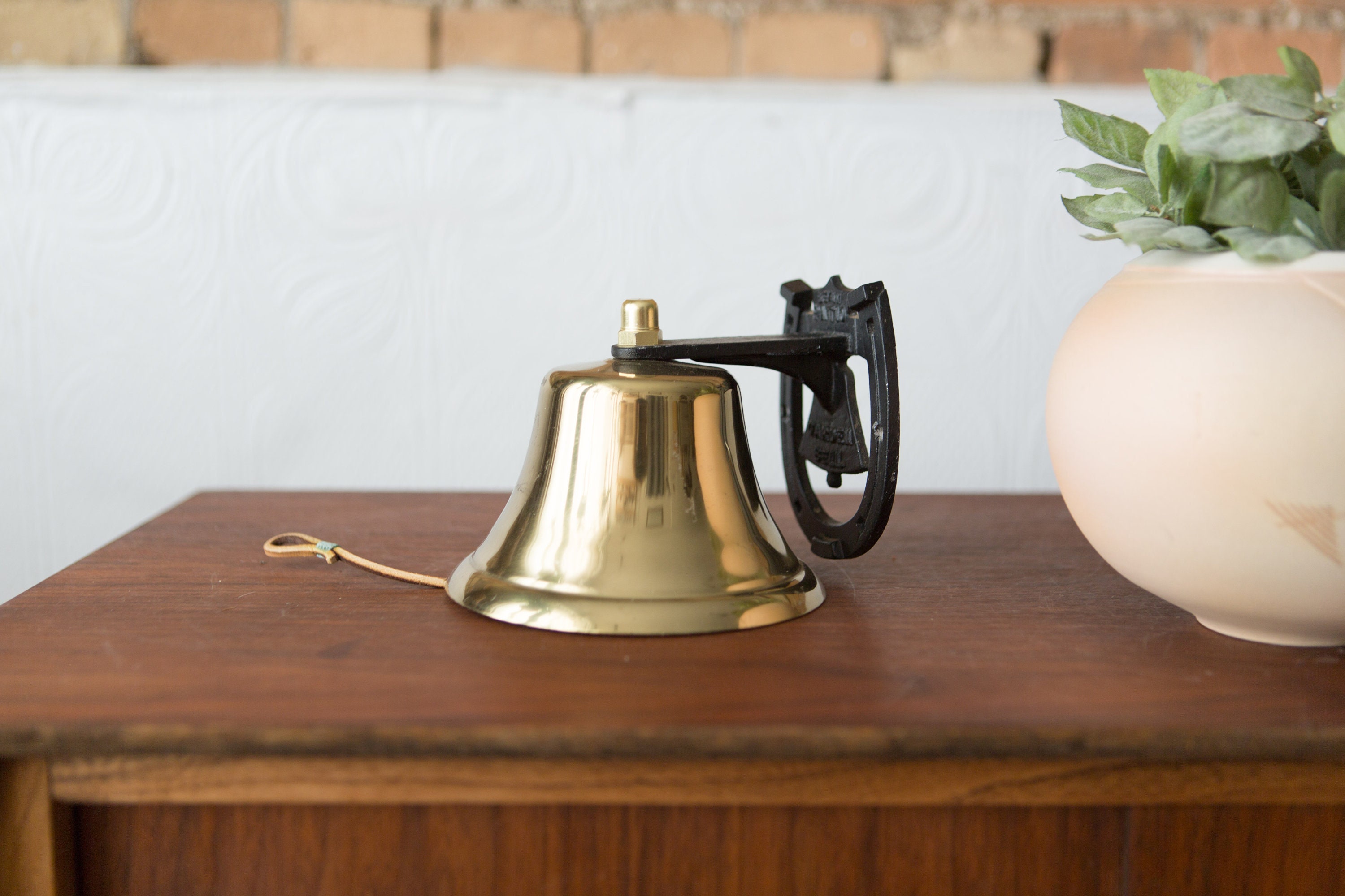 Bevin Patio Garden Bell - Vintage Brass and Cast Iron Loud Outdoor Dinner  Bell