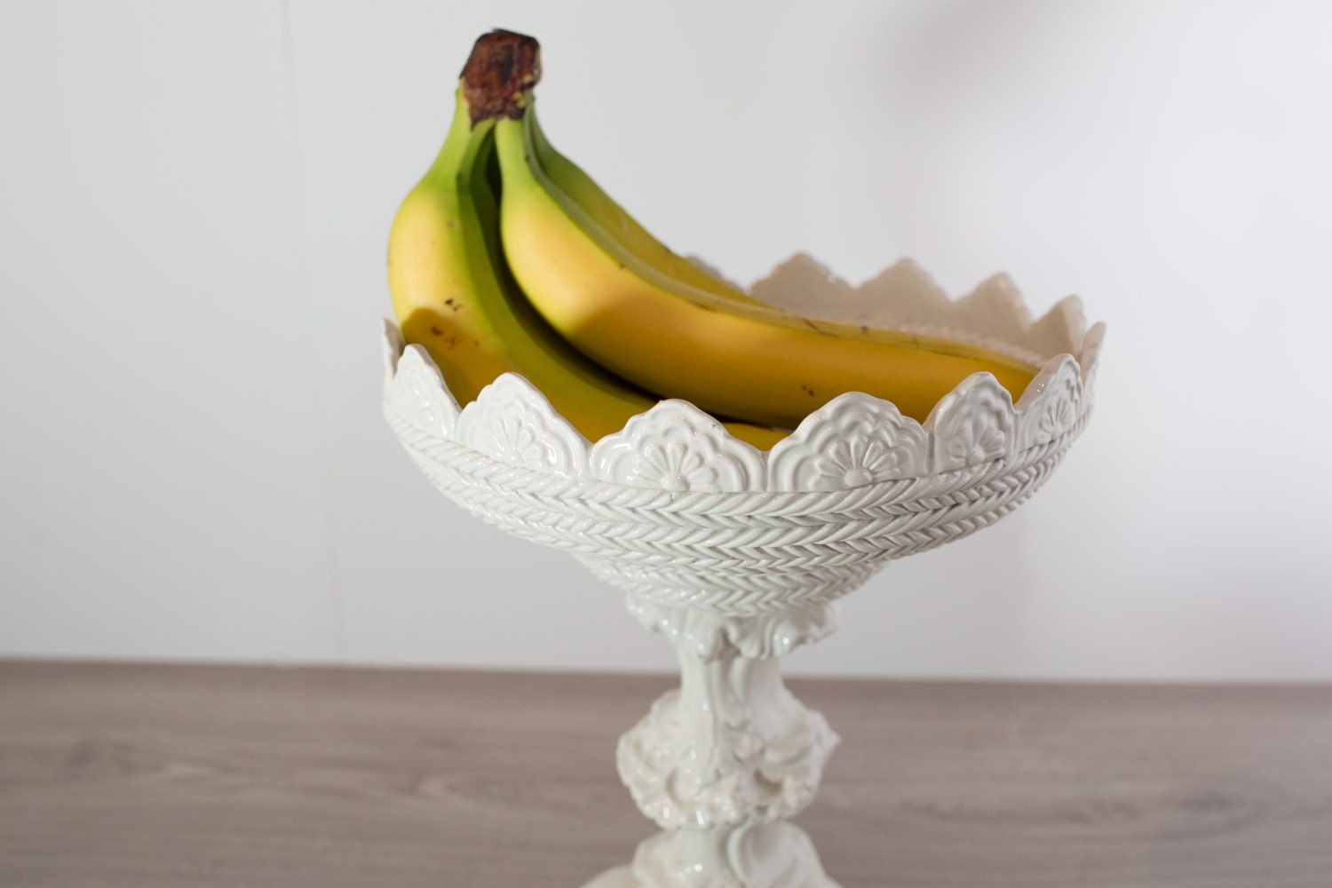 Italian Ceramic Basket for Fruit / Vintage Tall Decorative Standing